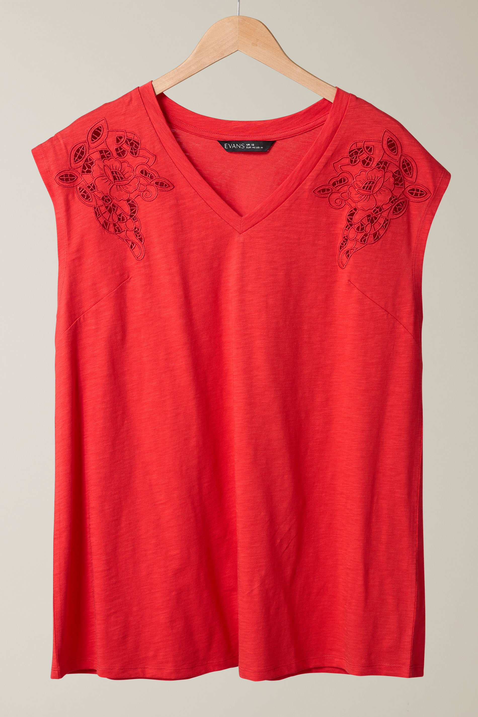 EVANS Plus Size Red Broderie Anglaise Vest Top | Evans 6