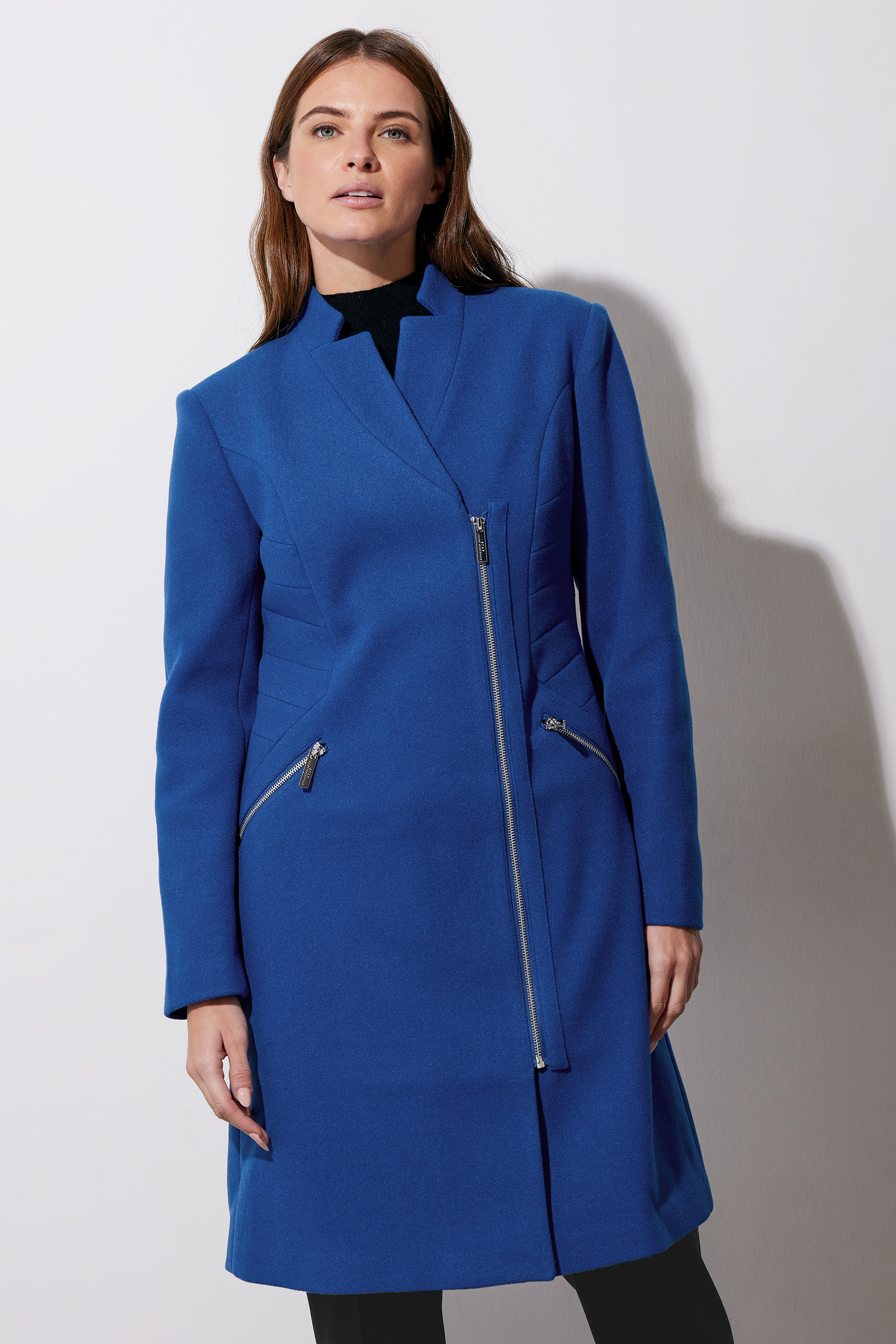 STAR Cobalt Blue Zip Detail Tailored Coat | STAR x JM 2
