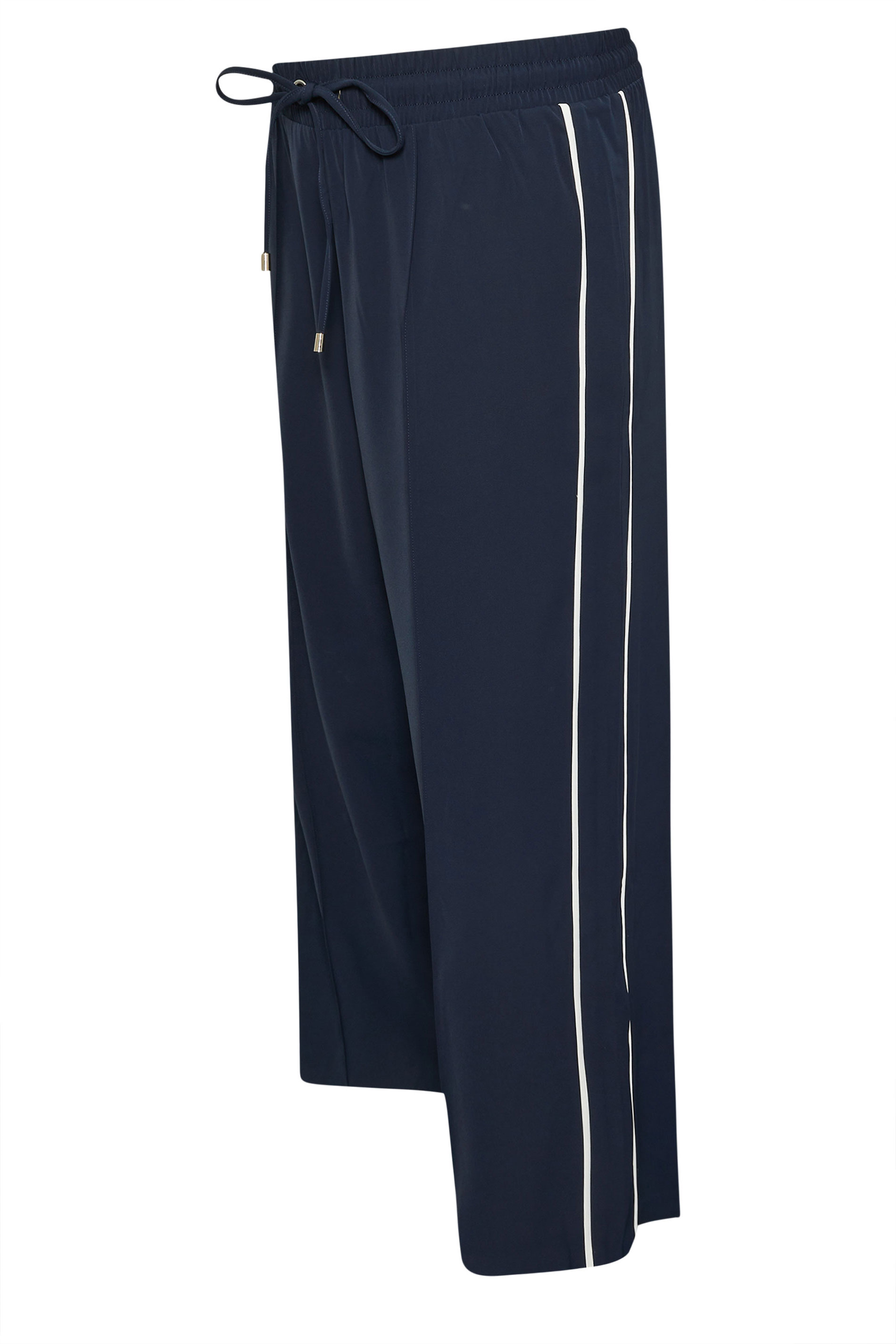YOURS Plus Size Navy Blue Side Stripe Wide Leg Trousers | Yours Clothing 5