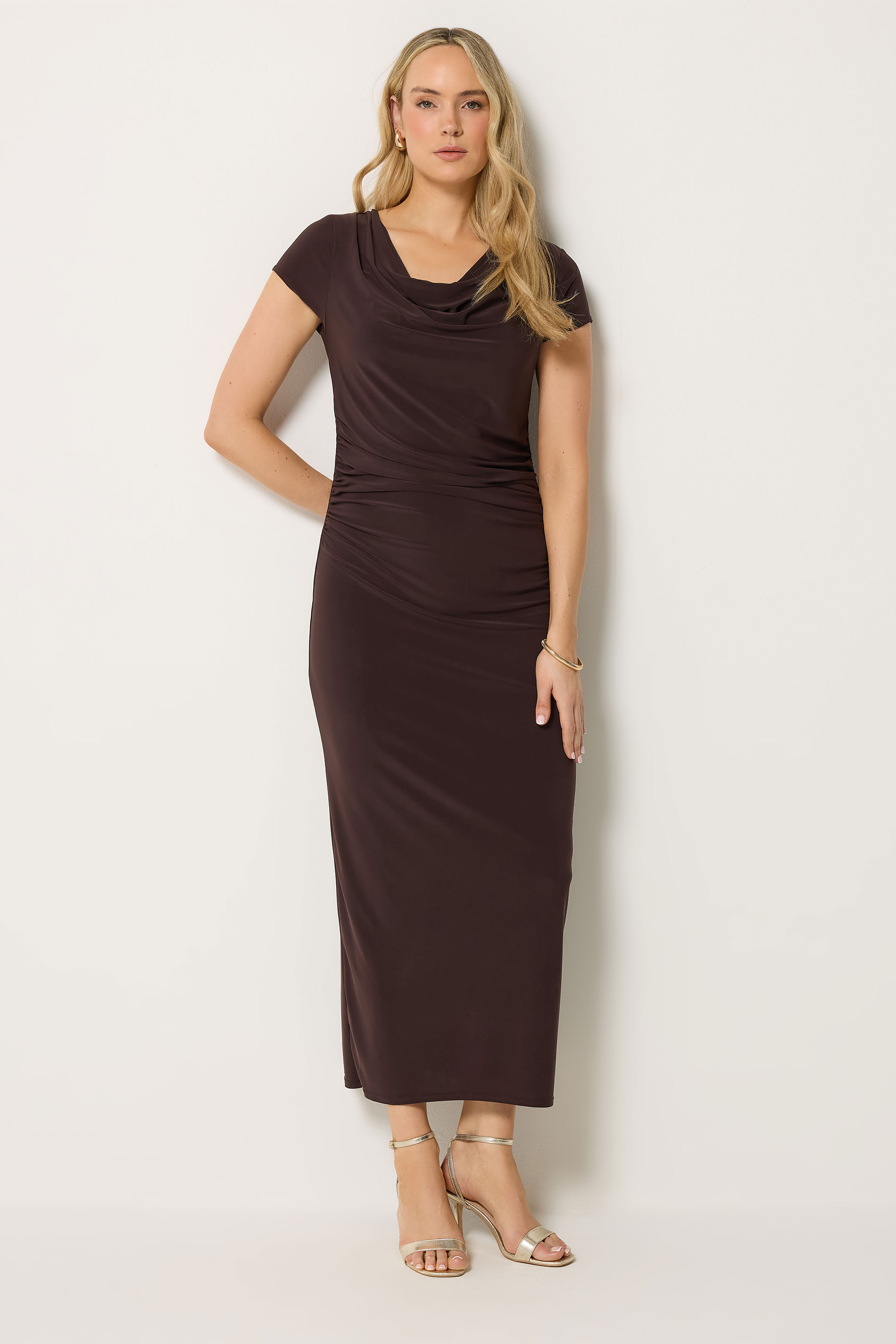 LTS Tall Women's Brown Draped Maxi Dress | Long Tall Sally 1