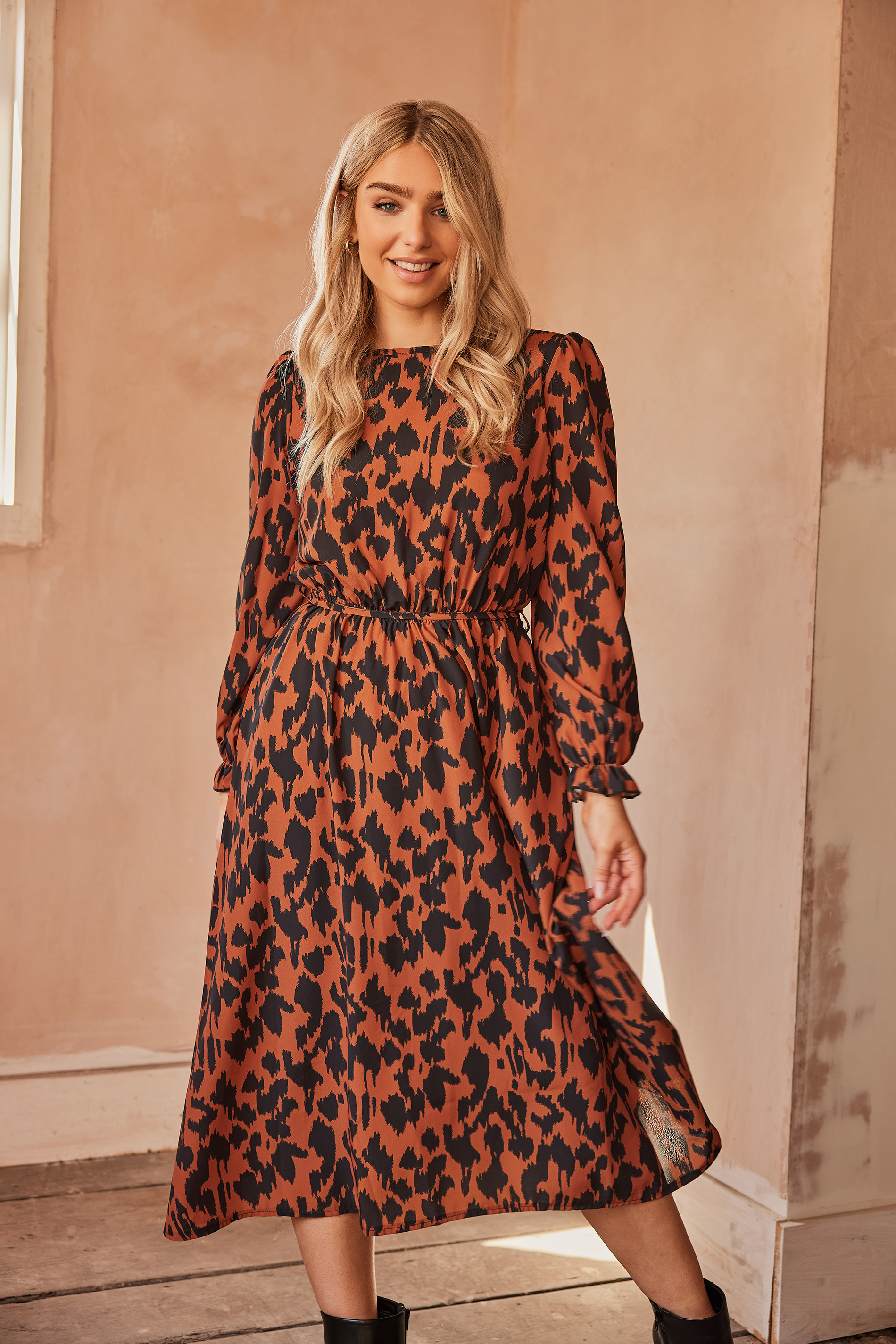 M&Co Brown Leopard Print Smock Dress | M&Co 1