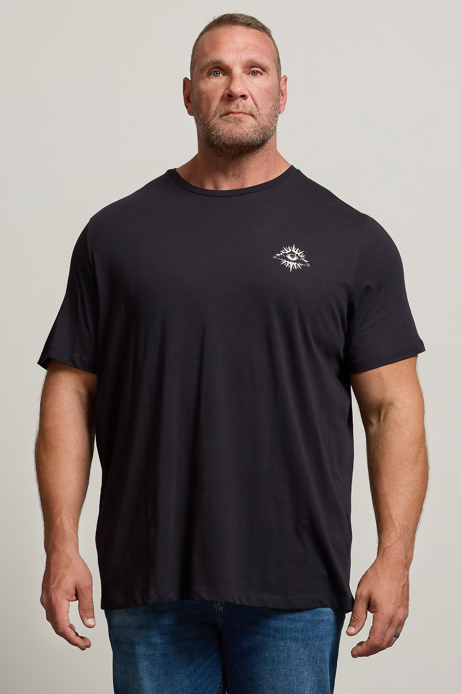 JACK & JONES Big & Tall Black 'Eye' Print T-Shirt | BadRhino 3