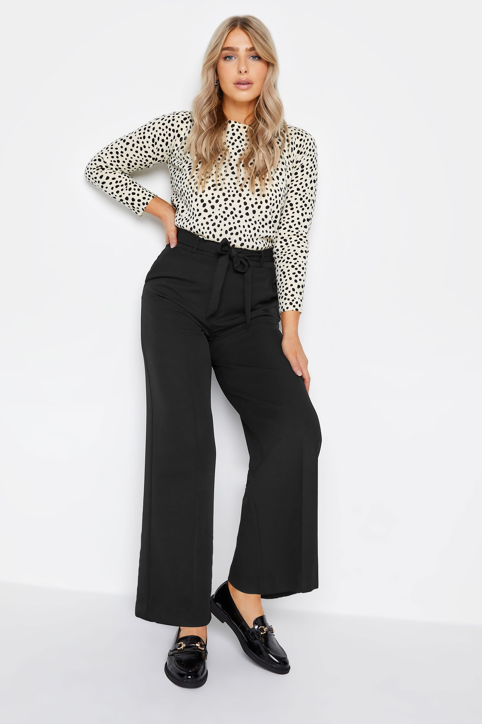 M&Co Black Tailored Wide Leg Belted Trouser | M&Co 2