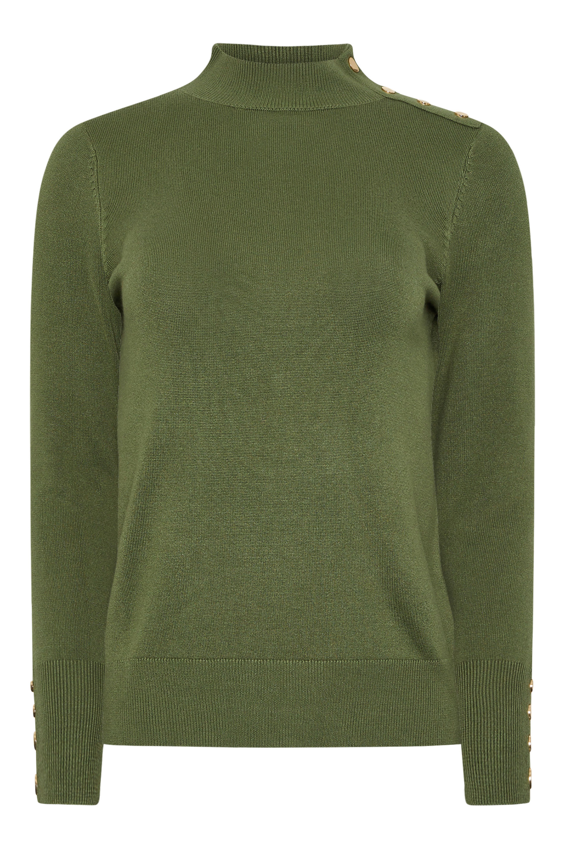 M&Co Petite Fern Green Button Detail Turtle Neck Jumper | M&Co 6