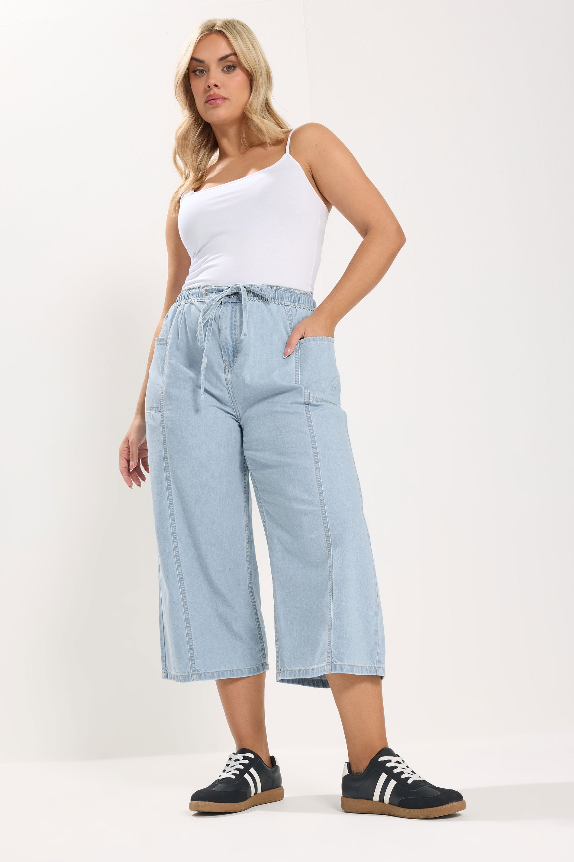 YOURS Plus Size Bleached Blue Cropped Jeans | Yours Clothing 1