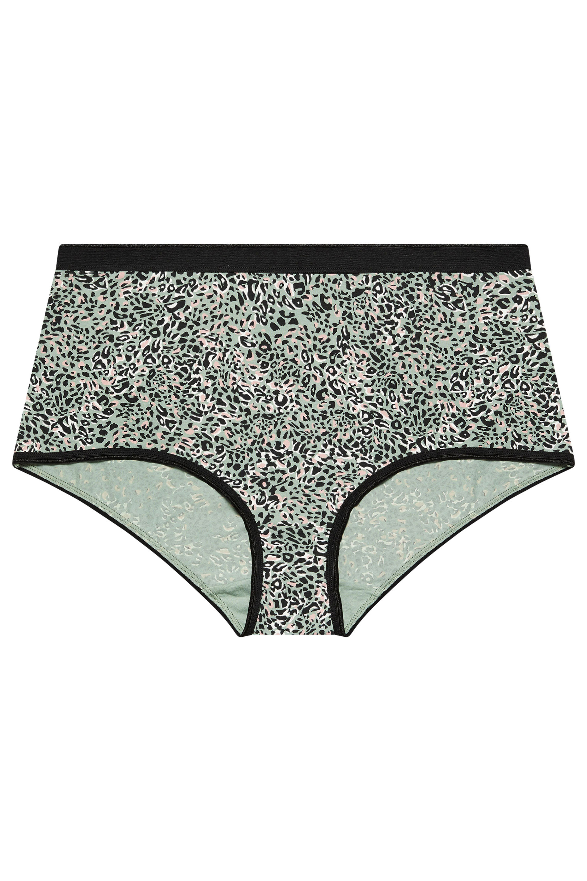 YOURSET 5 PACK Plus Size Black & Khaki Green Animal Print Full Briefs | Yours Clothing 6