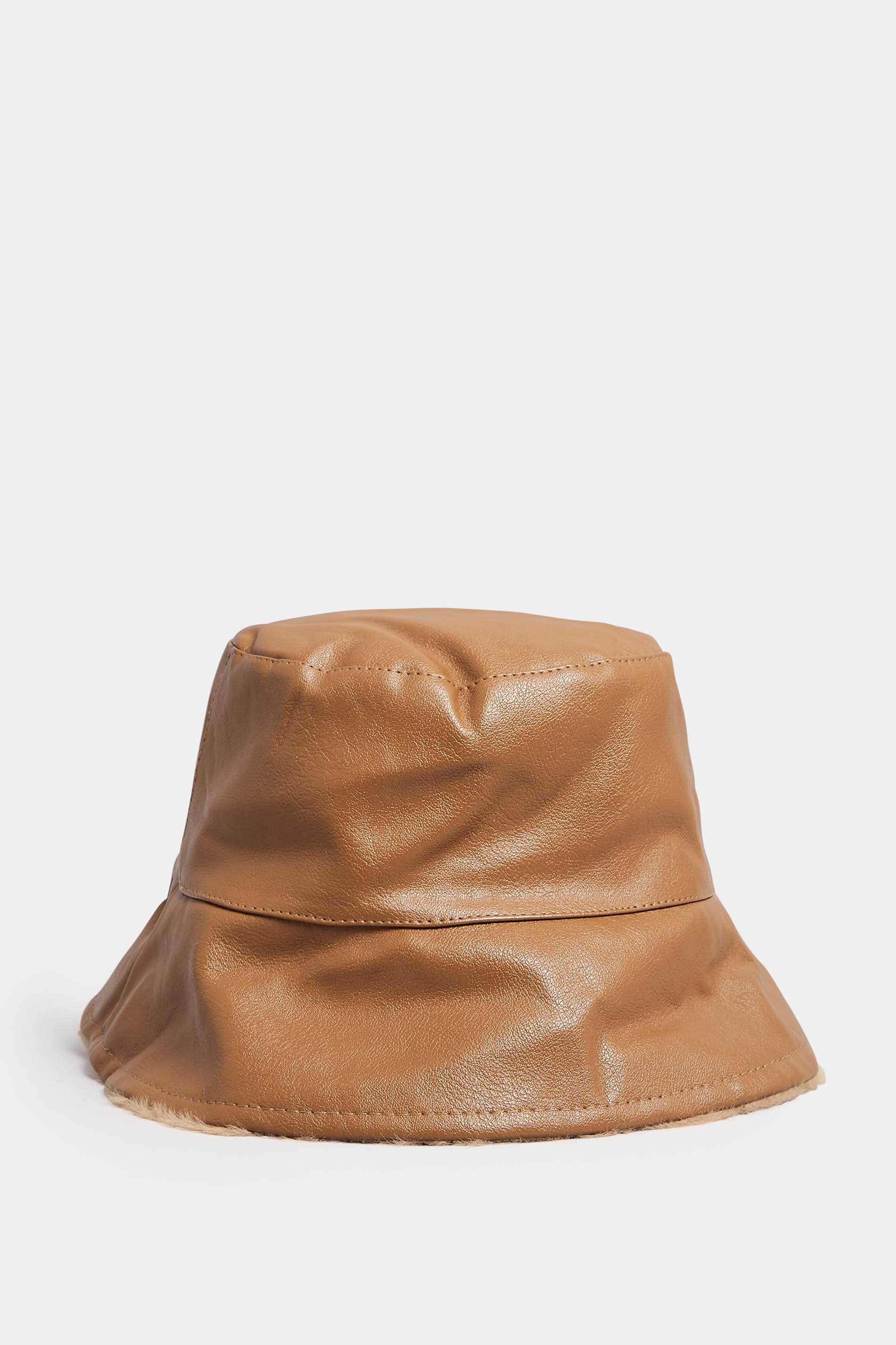 Tan Faux Leather Bucket Hat | Yours Clothing 2