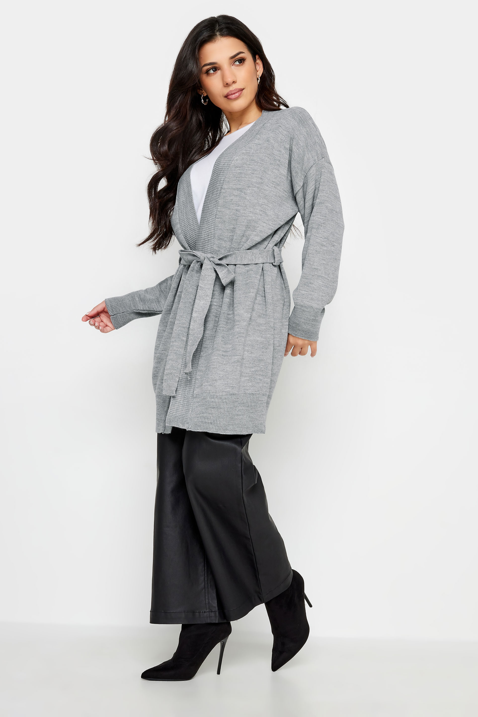 PixieGirl Grey Belted Midi Cardigan | PixieGirl  2