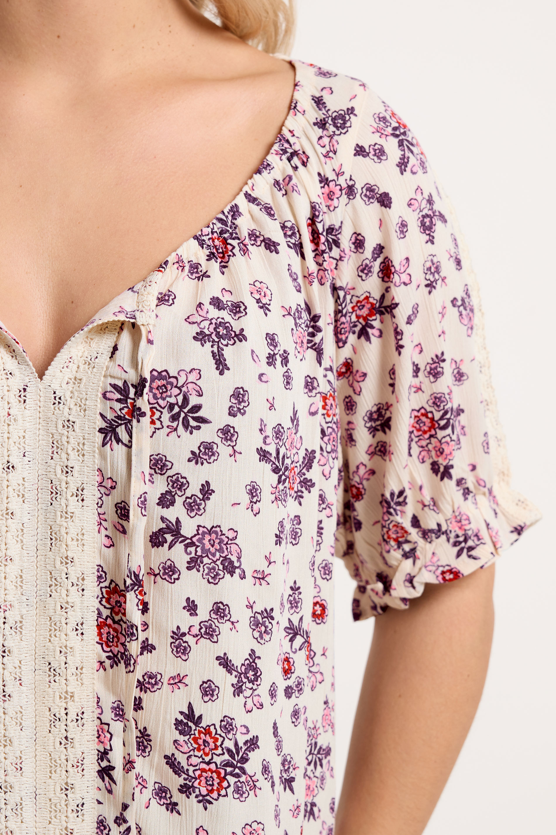 YOURS Plus Size Natural Brown Ditsy Floral Top | Yours Clothing 4