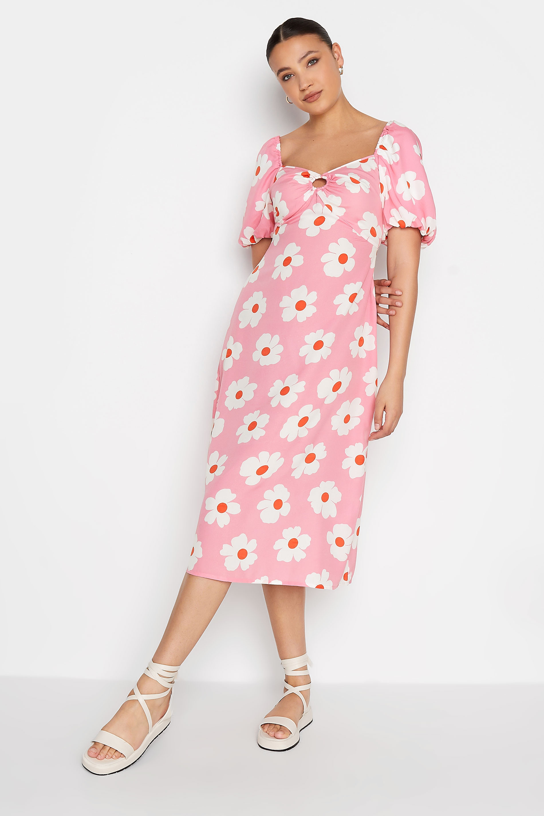 Tall Women's Pink Daisy Cut Out Midi Dress | Long Tall Sally 1