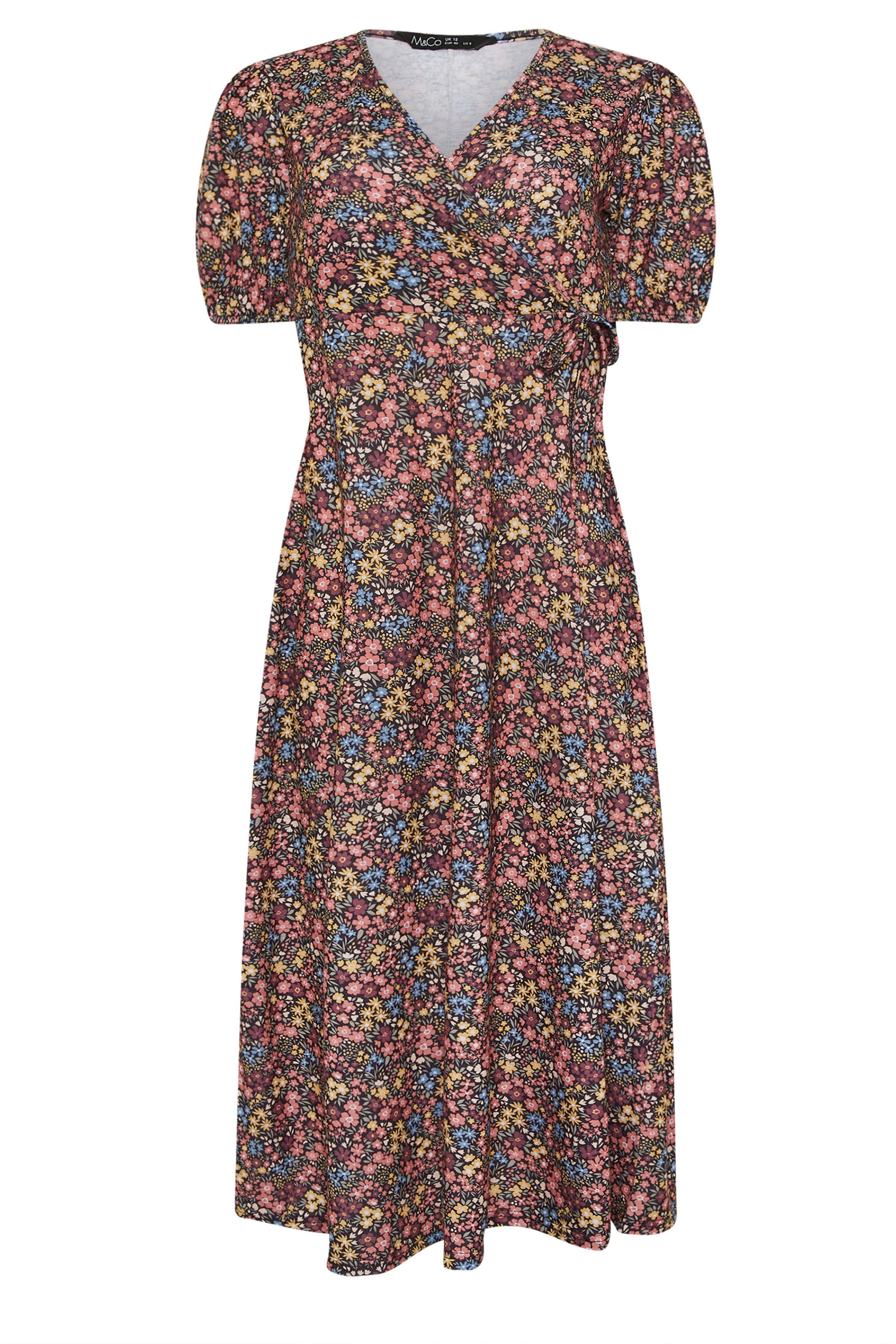 M&Co Petite Orange Ditsy Floral Wrap Dress | M&Co 5