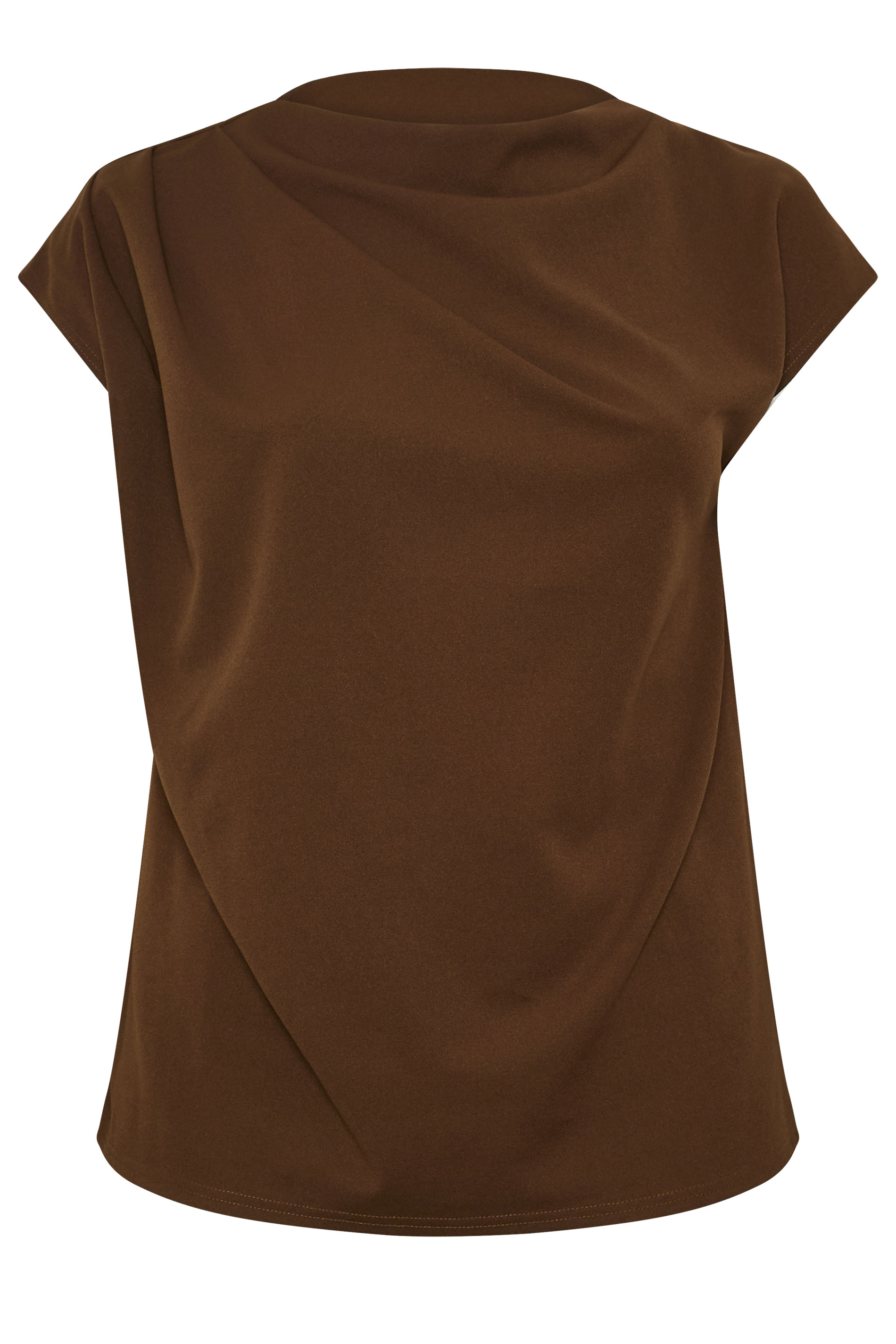 YOURS LONDON Plus Size Chocolate Brown Drape Shoulder Top | Yours Clothing 5