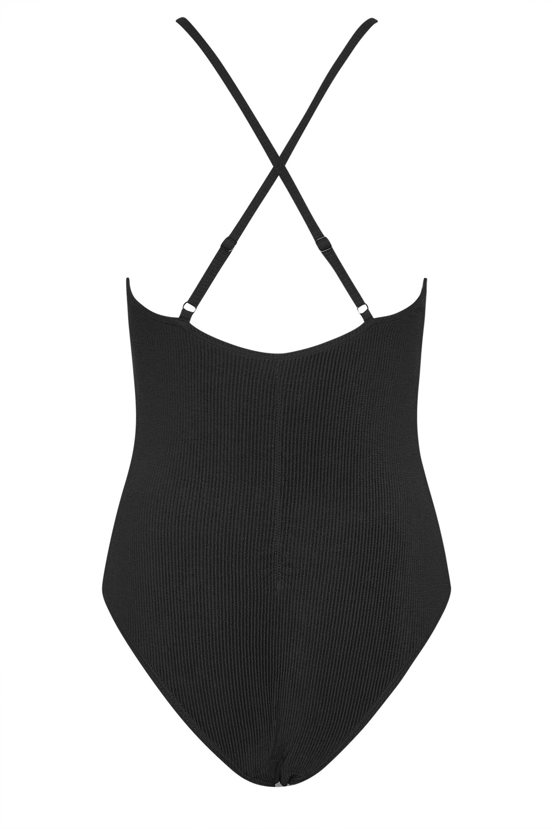 LTS Tall Black Cross Back Textured Swimsuit | Long Tall Sally 8