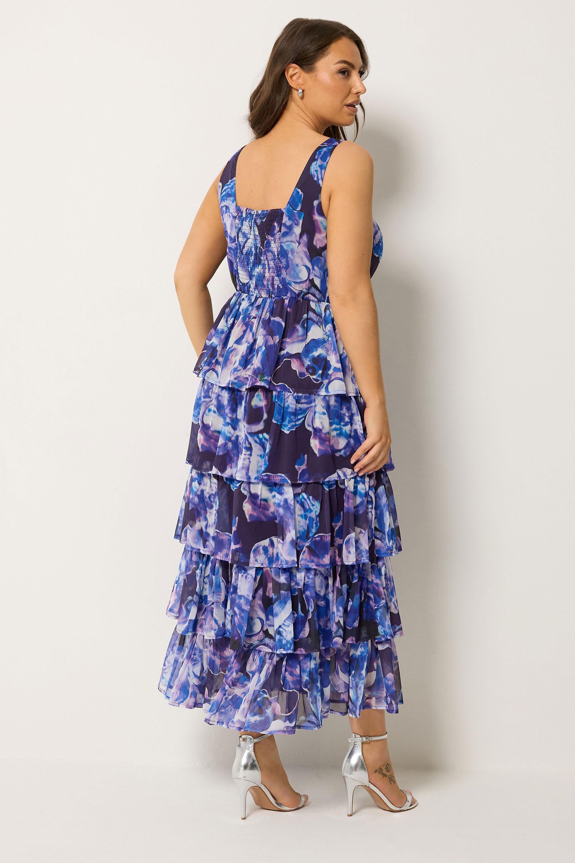 YOURS Plus Size Purple Floral Ruffle Dress | Yours Clothing 4