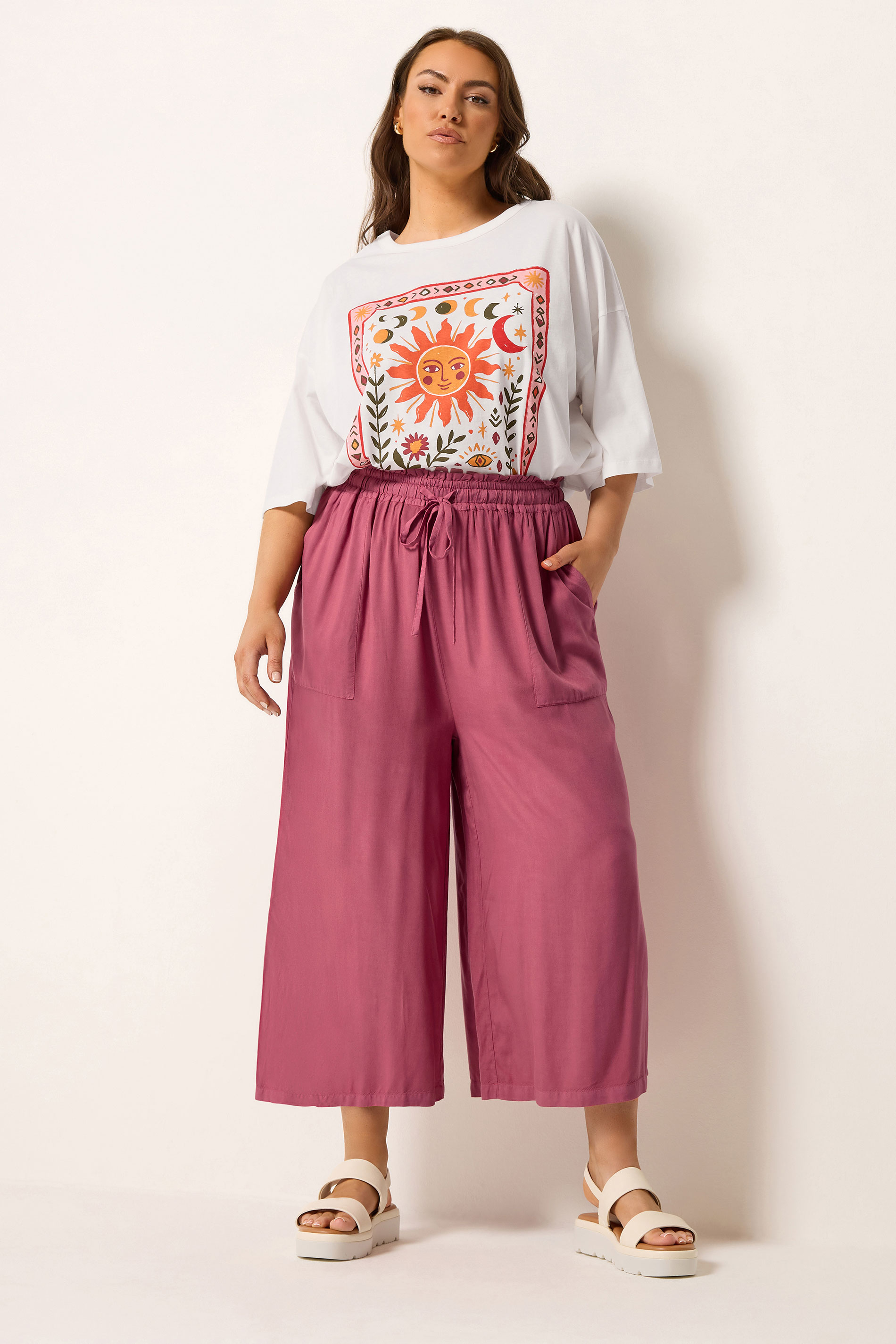 YOURS Plus Size Red Chambray Culottes | Yours Clothing 1