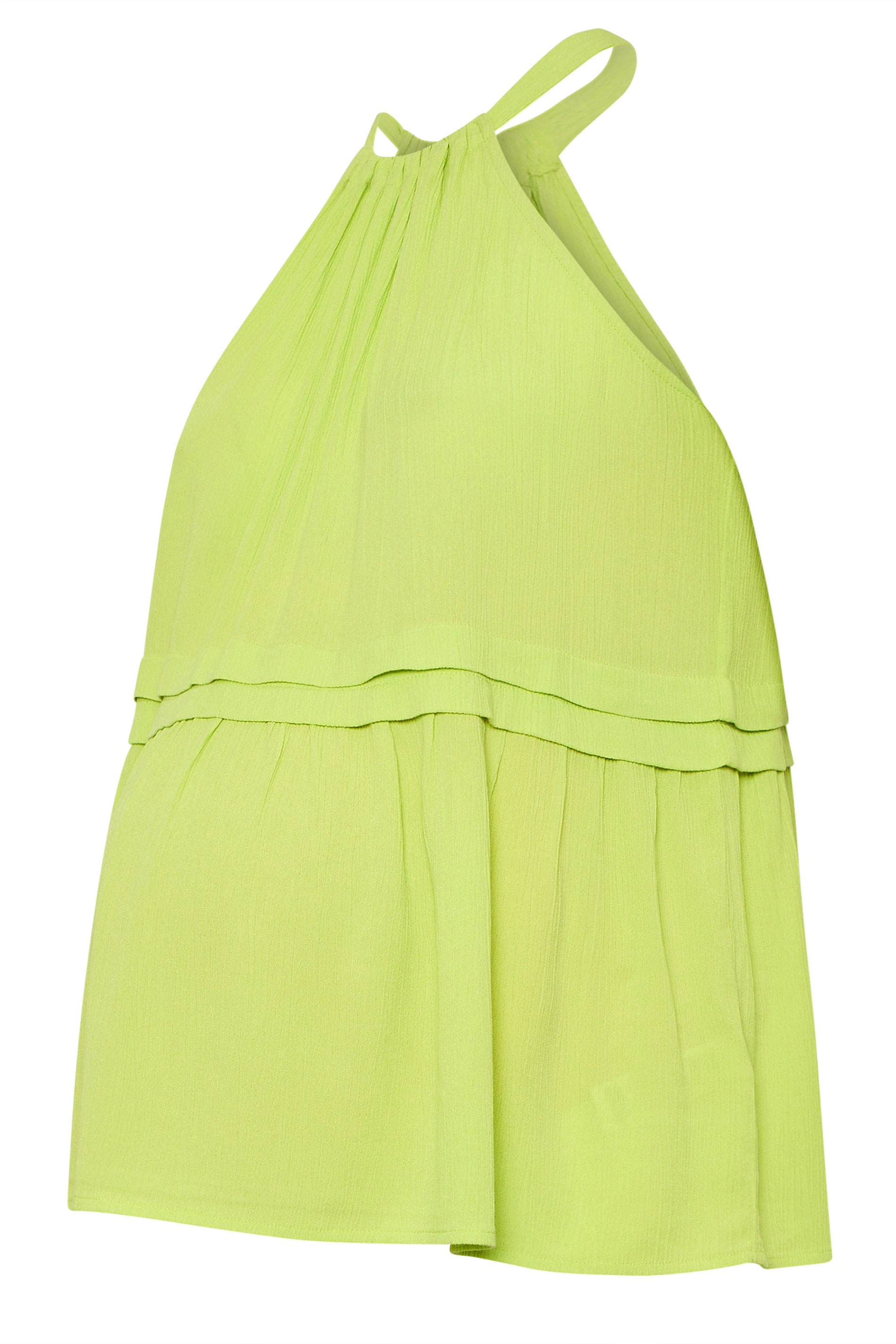 BUMP IT UP MATERNITY Plus Size Chartreuse Green Crinkle Halter Neck Top | Yours  8