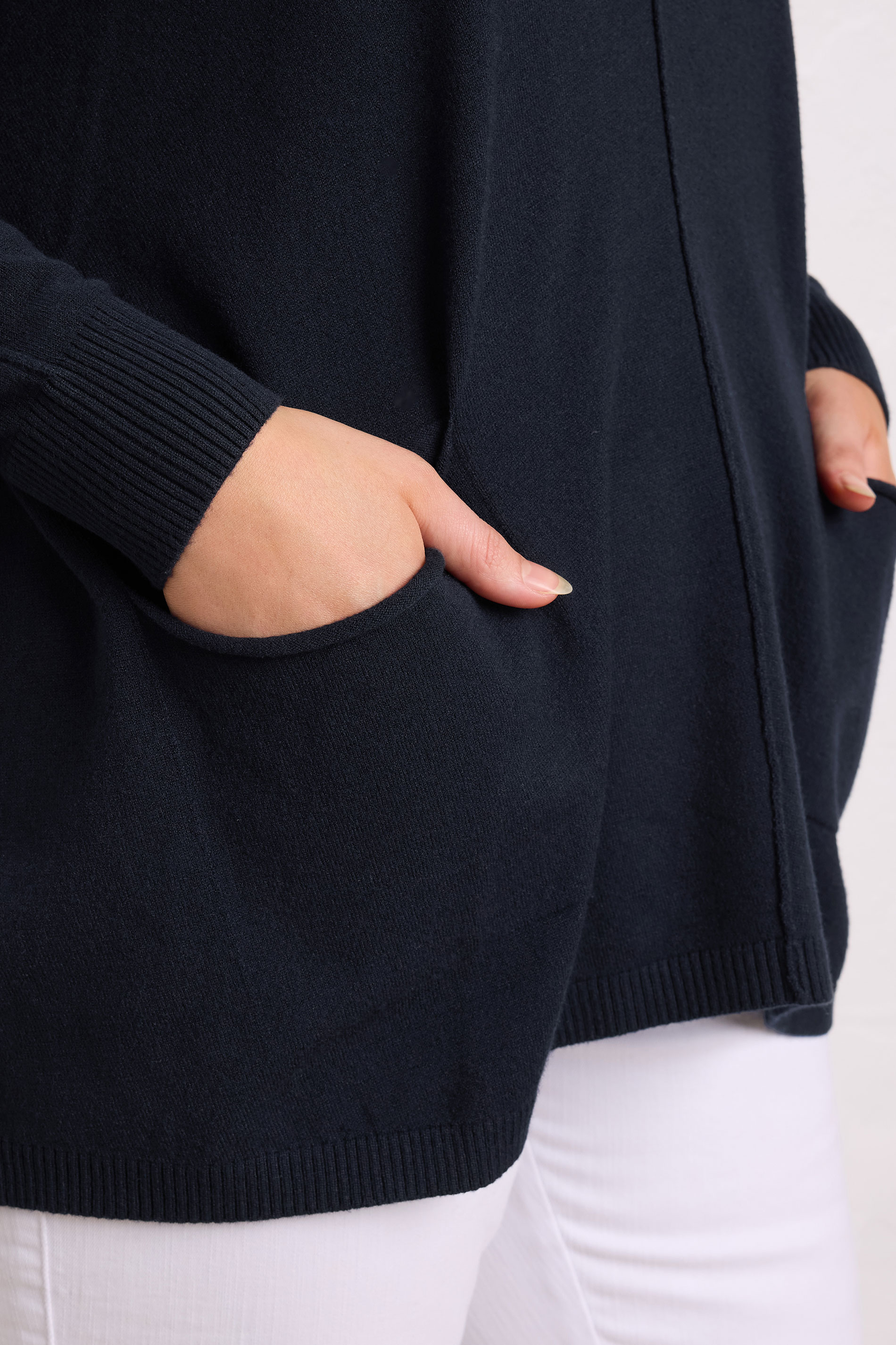 EVANS Plus Size Navy Blue Soft Touch Front Seam Jumper | Evans 5
