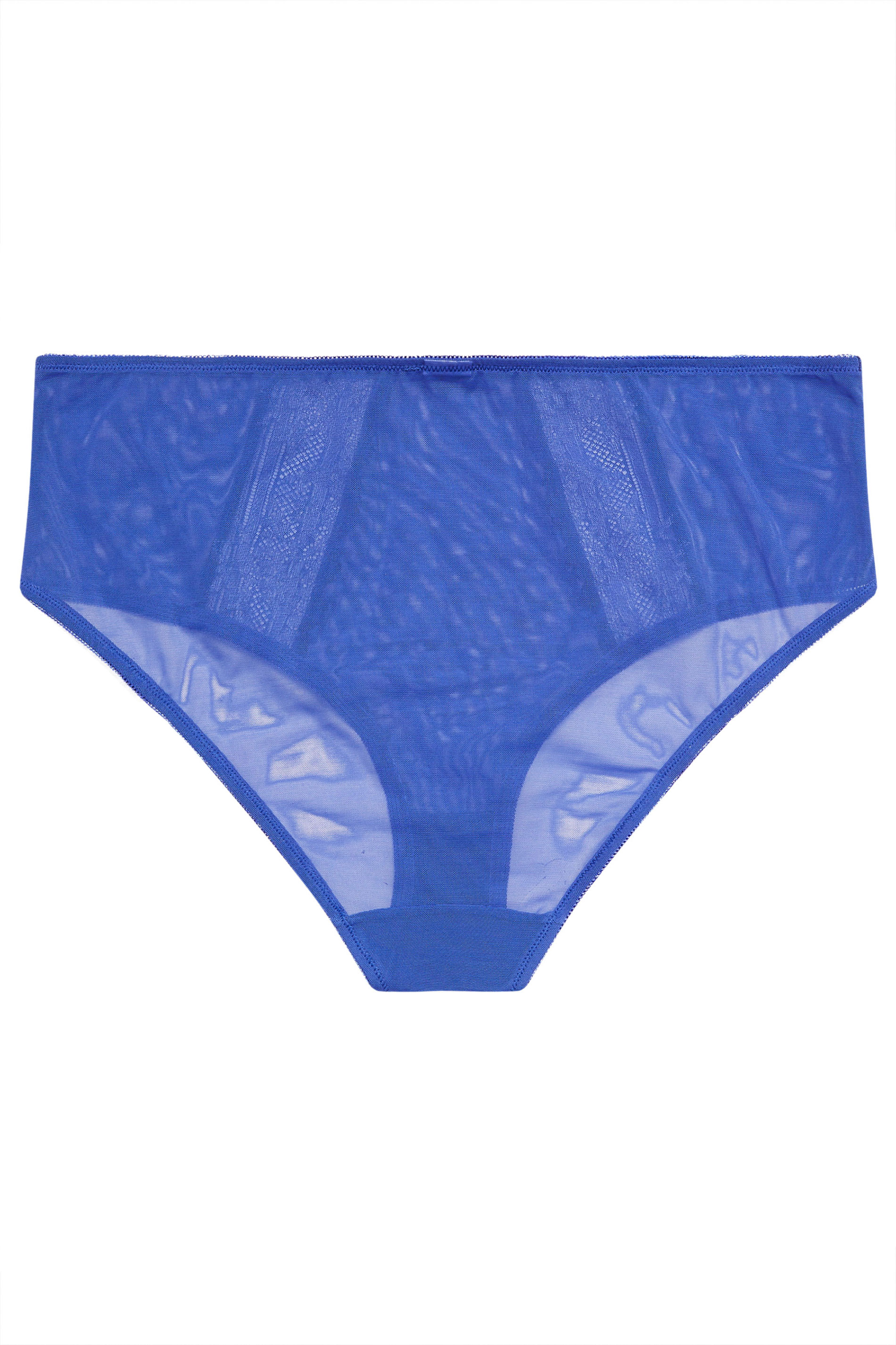 YOURS Plus Size Cobalt Blue Contrast Lace Mesh Briefs | Yours Clothing 6