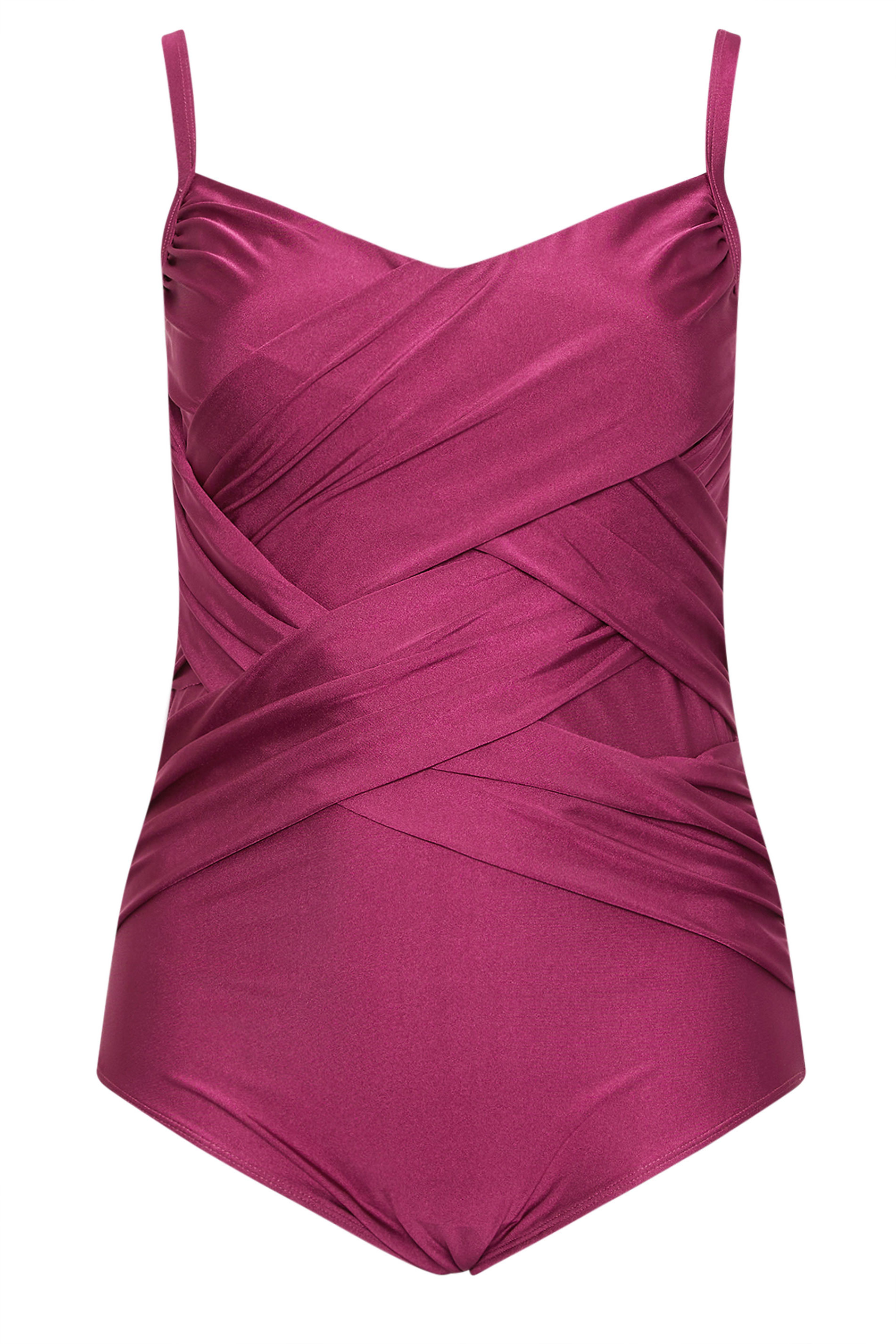 YOURS Plus Size Burgundy Red Super Sculpt Crossover Swimsuit | Yours Clothing 8