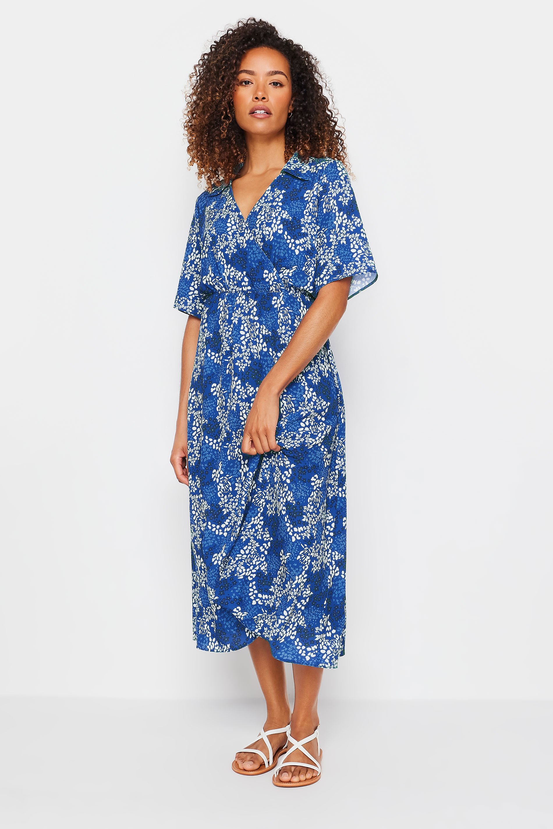 M&Co Blue Abstract Print Midaxi Dress | M&Co 1