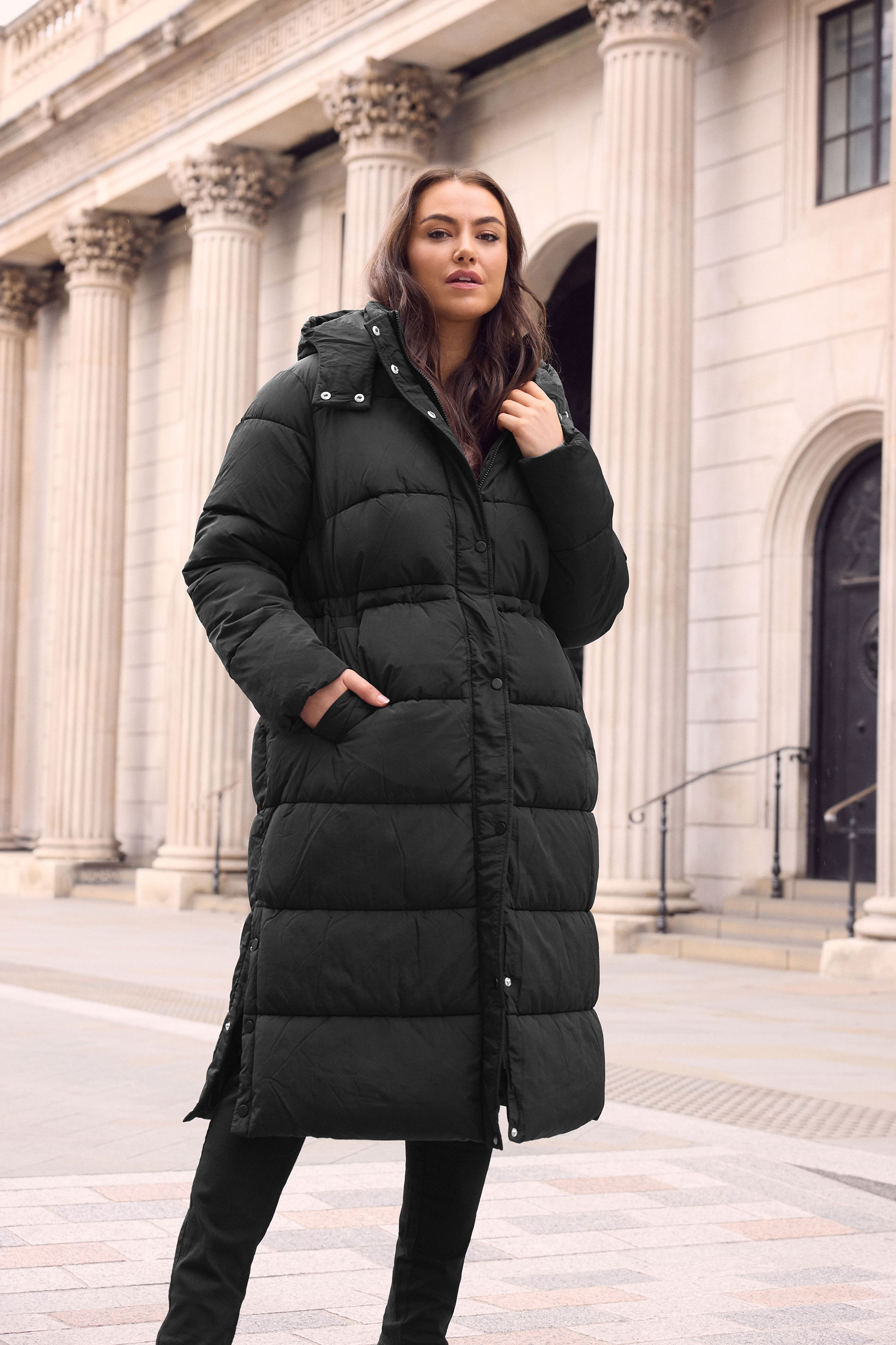 EVANS Curve Black Maxi Puffer Coat | Evans 3