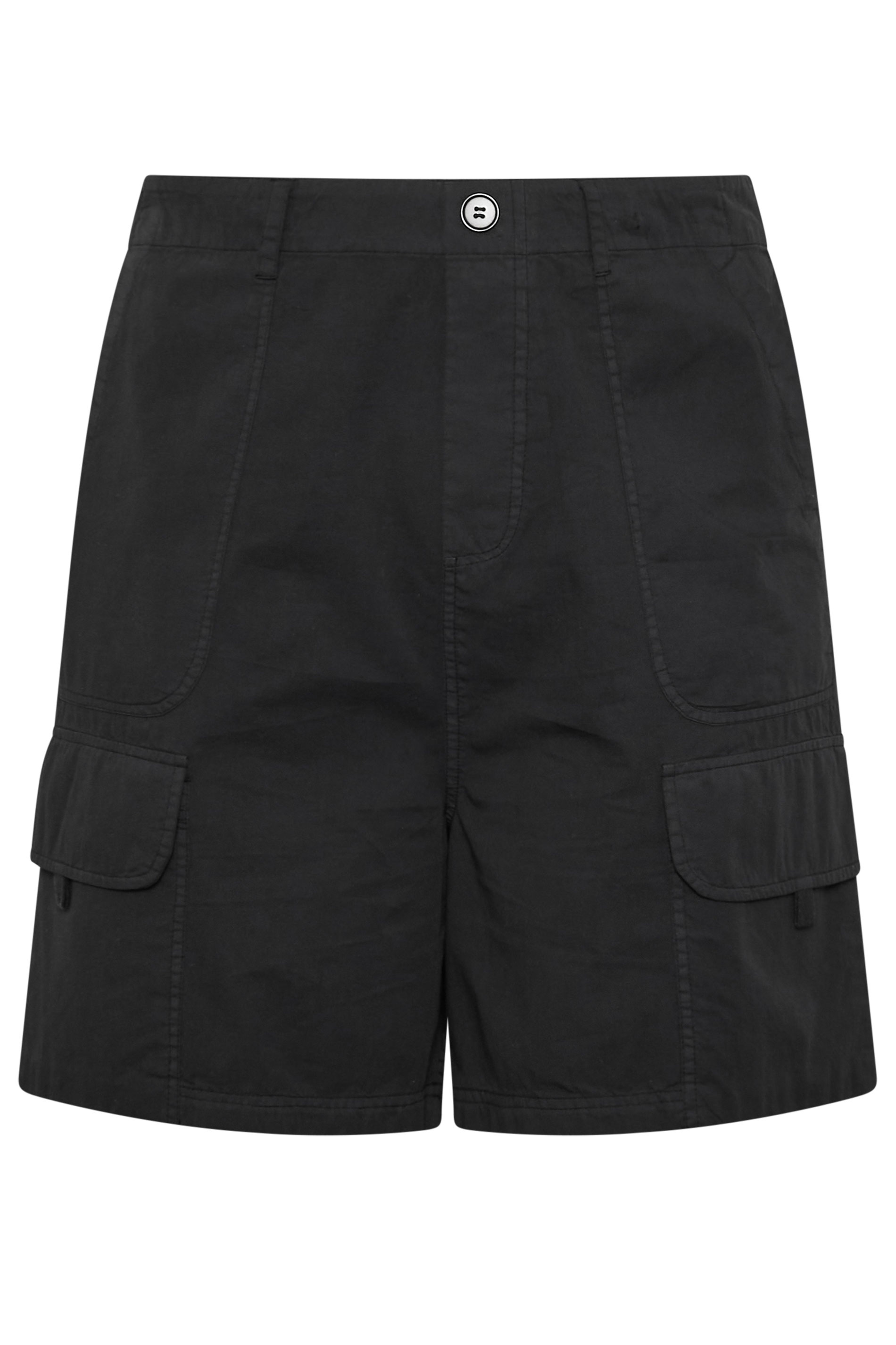 YOURS Plus Size Black Poplin Cargo Shorts | Yours Clothing 5