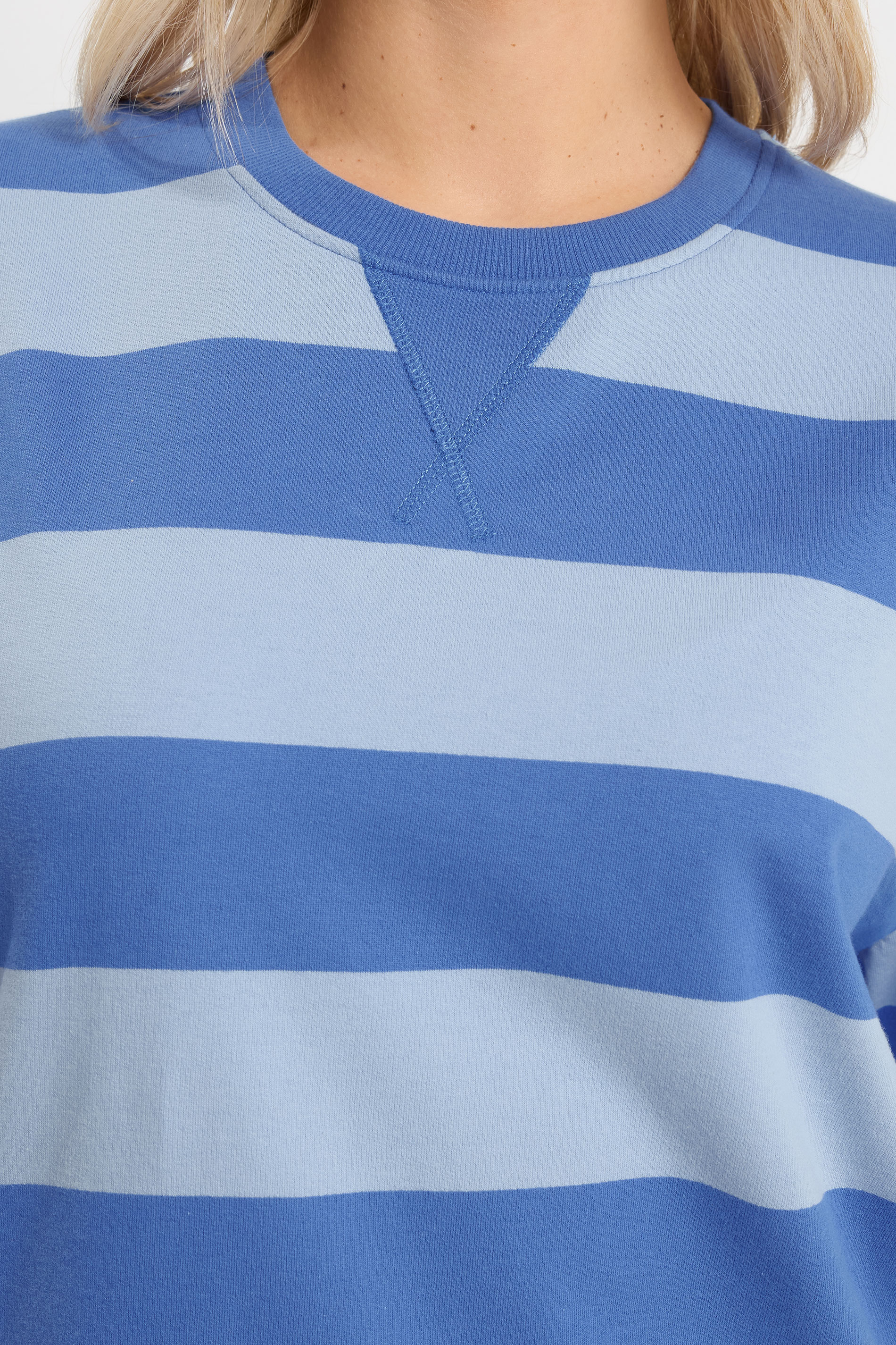 YOURS Plus Size Blue Stripe Heavyweight T-Shirt | Yours Clothing 4
