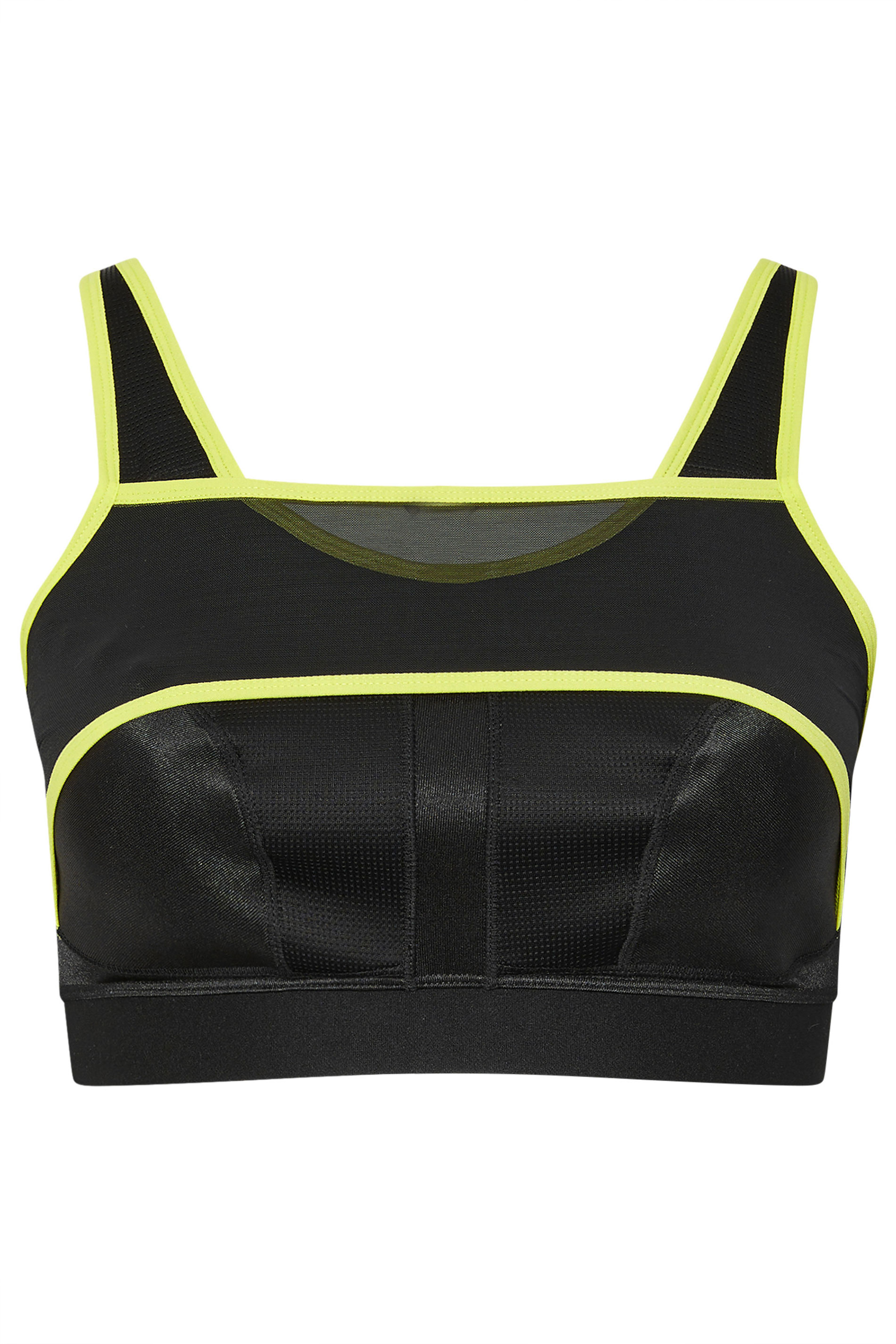 YOURS Plus Size Black Mesh Contrast Trim Non Padded Sports Bra | Yours Clothing 6
