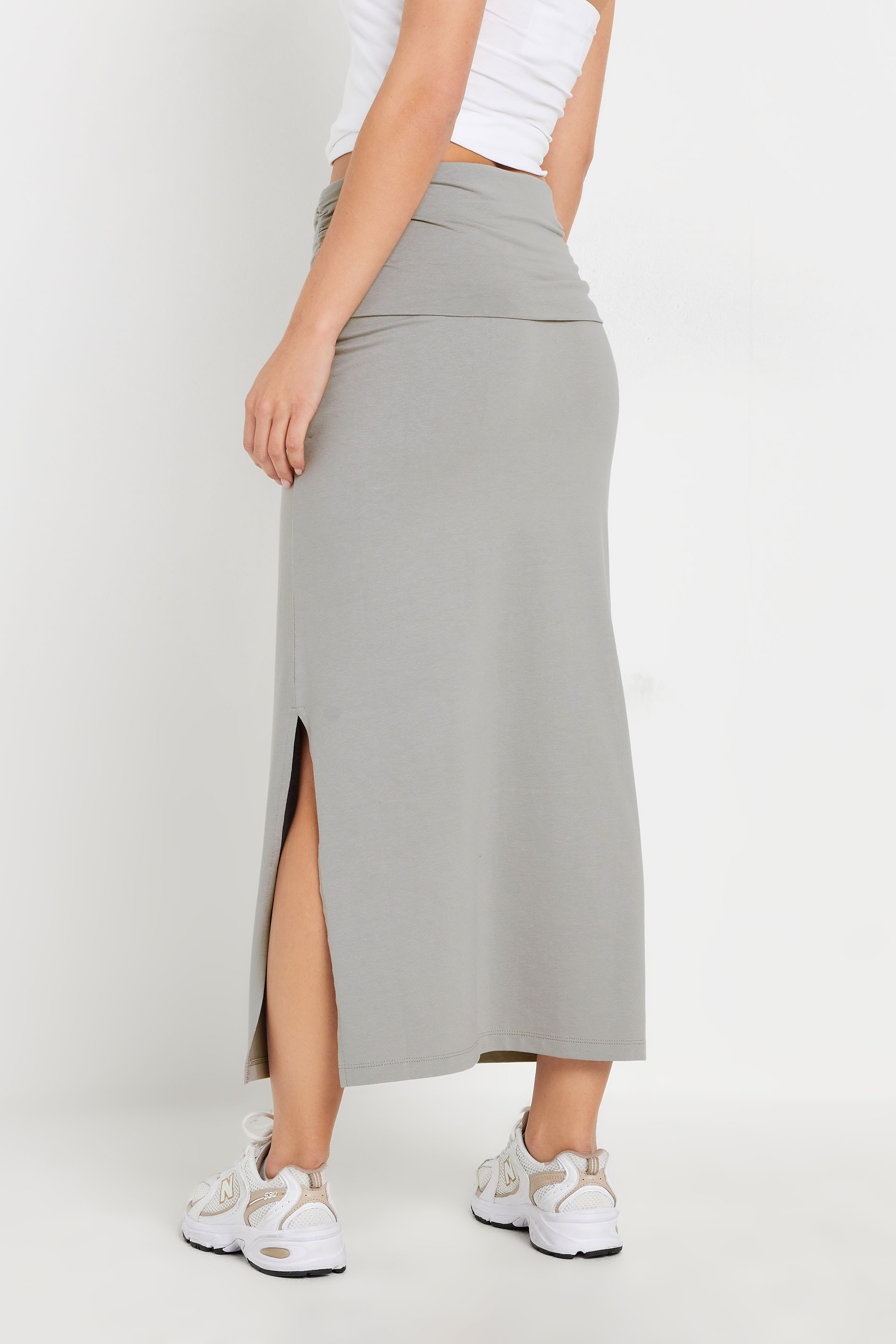 PixieGirl Petite Women's Grey Fold Over Maxi Skirt | PixieGirl 2
