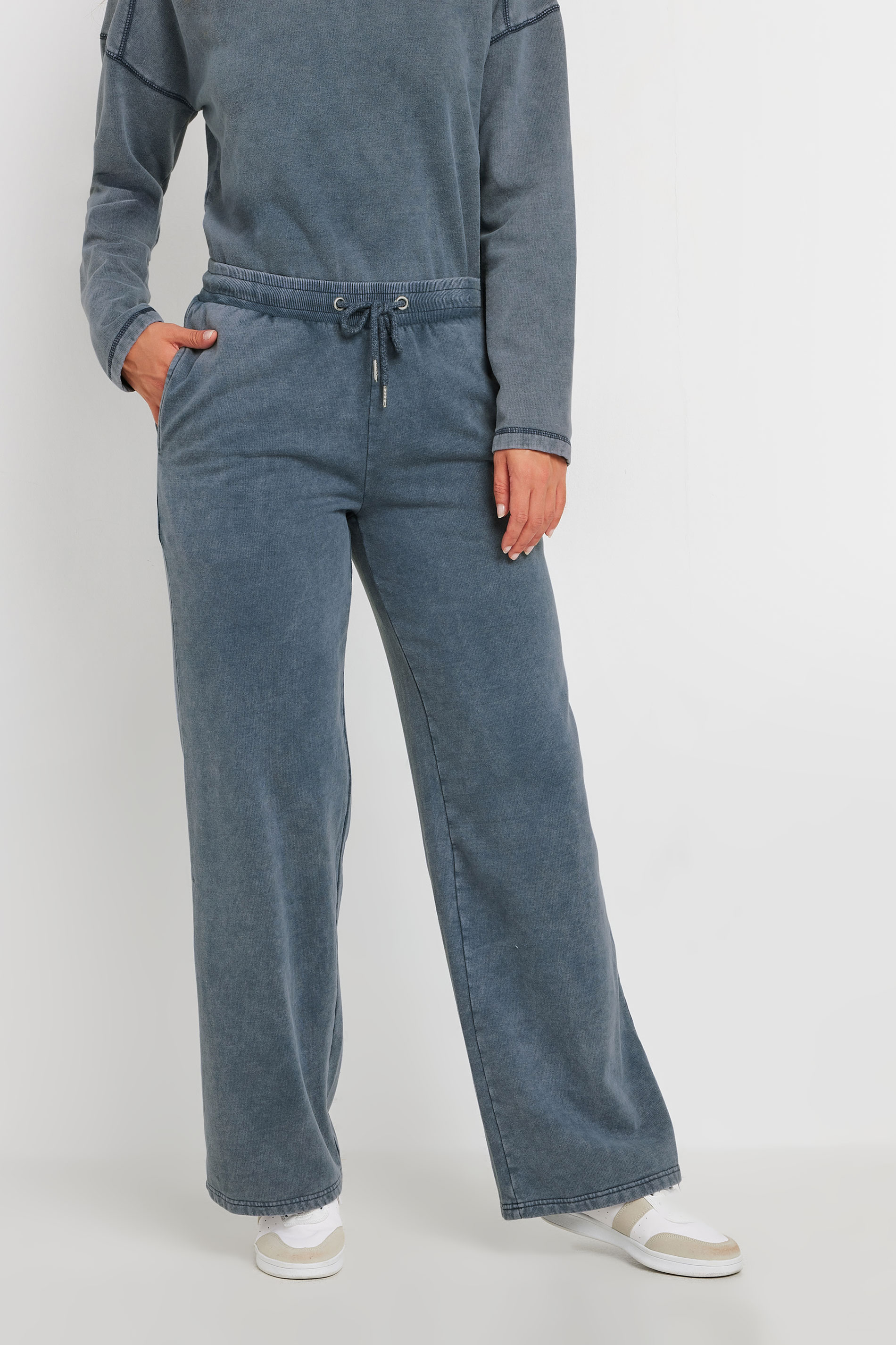 LTS Tall Navy Blue Acid Wash Straight Leg Joggers | Long Tall Sally 2