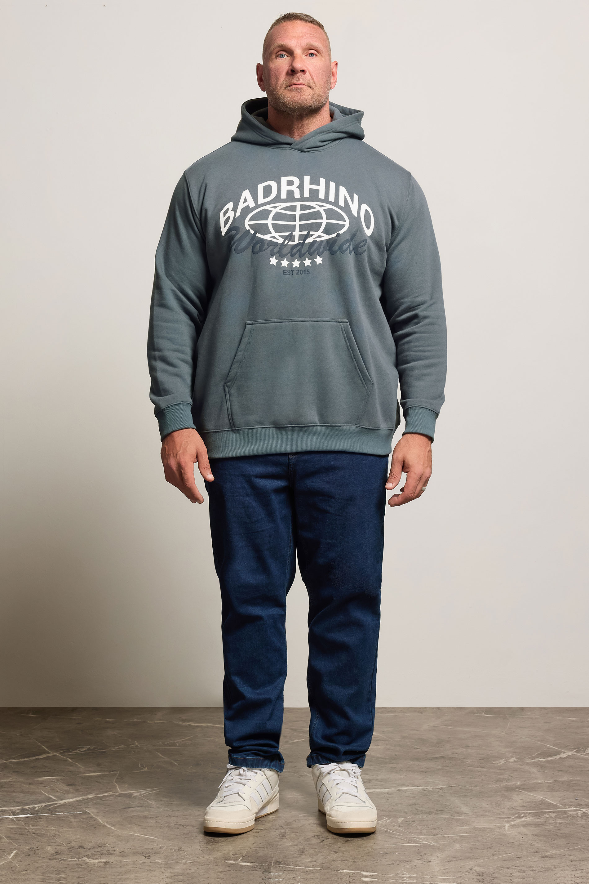 BadRhino Big & Tall Stormy Blue Worldwide Hoodie 2