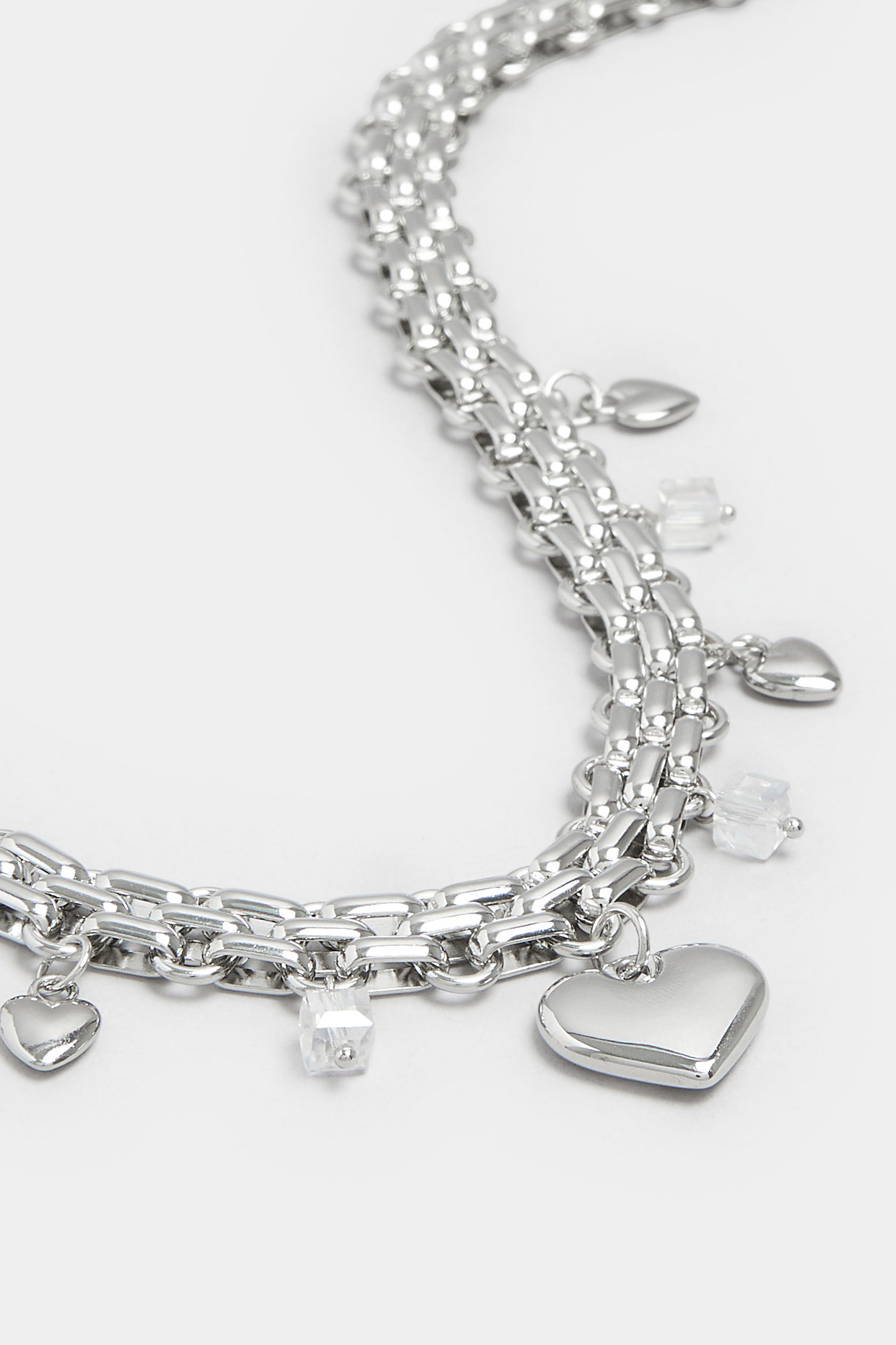 Silver Tone Chain Heart Necklace | Yours Clothing 2