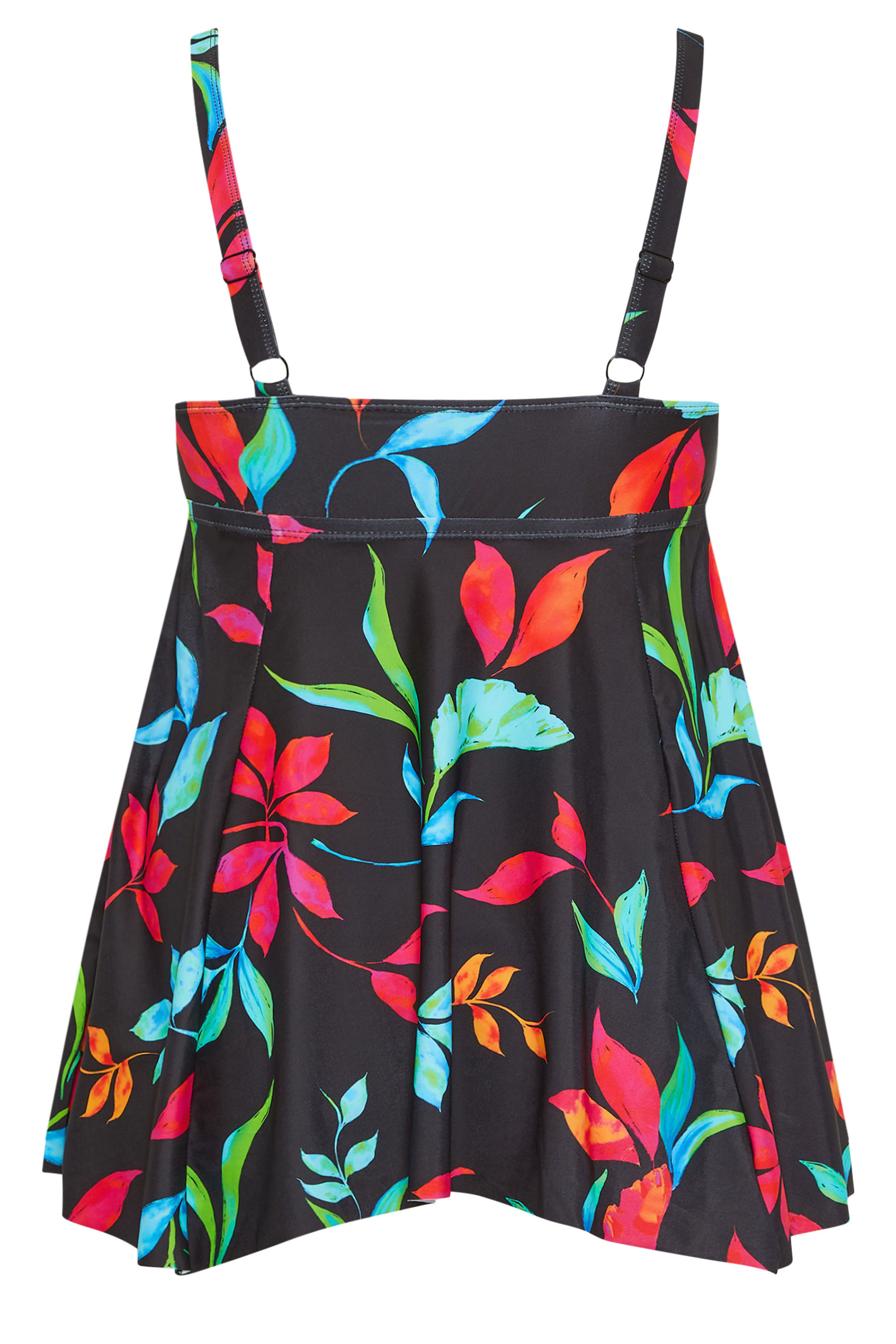 YOURS Plus Size Black Floral Print Hanky Hem Tankini Top | Yours Clothing 7