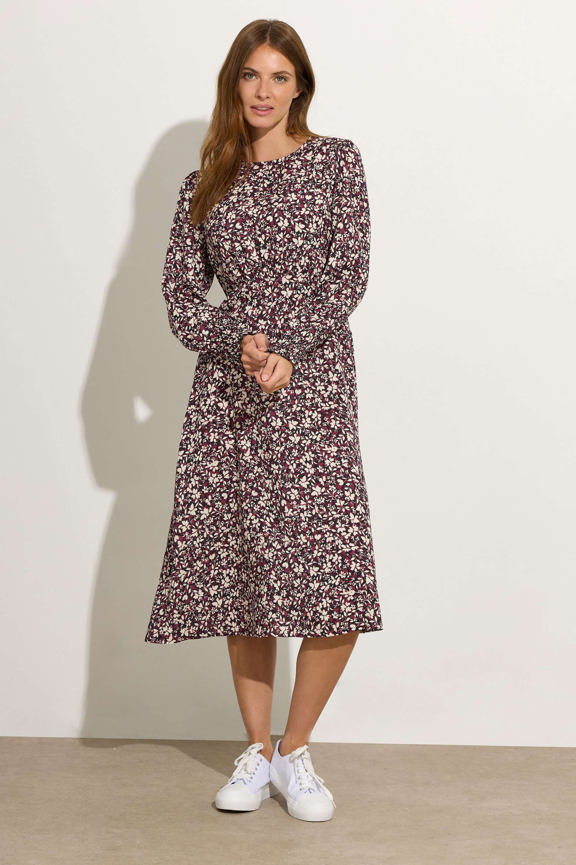 M&Co Red Ditsy Floral Print Midi Dress | M&Co 1