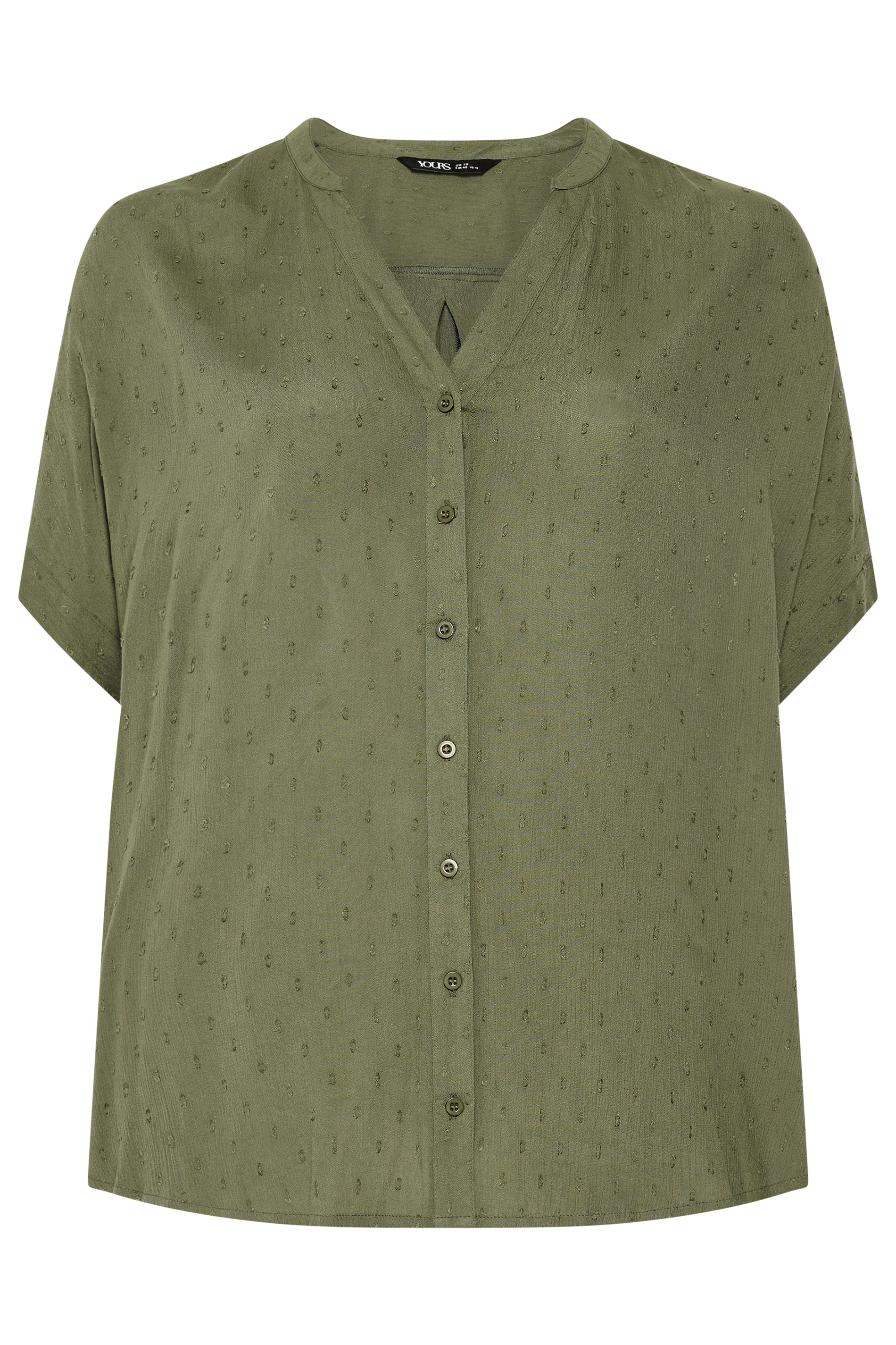 YOURS Plus Size Green Dobby Notch Neck Blouse | Yours Clothing 5