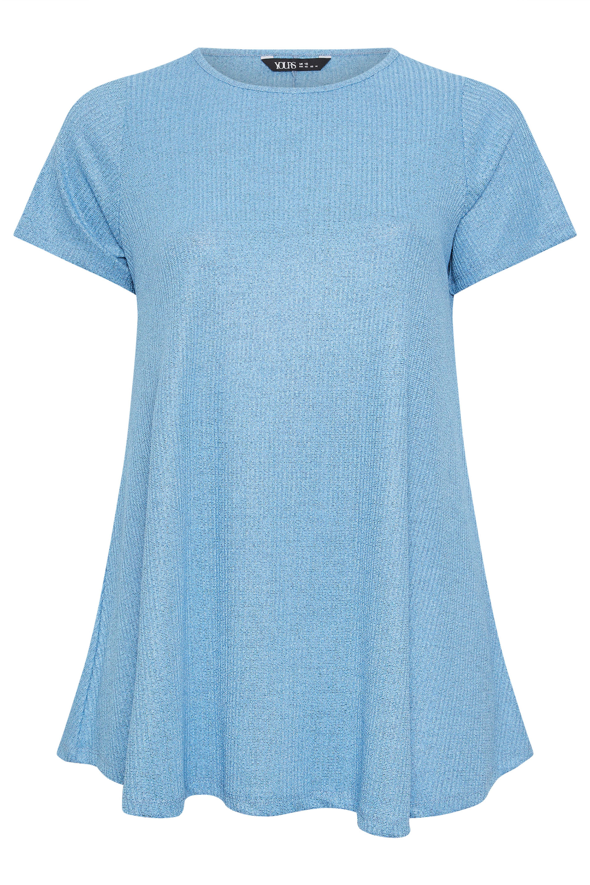 YOURS Plus Size Light Blue Ribbed Soft Touch T-Shirt | Yours Clothing 5