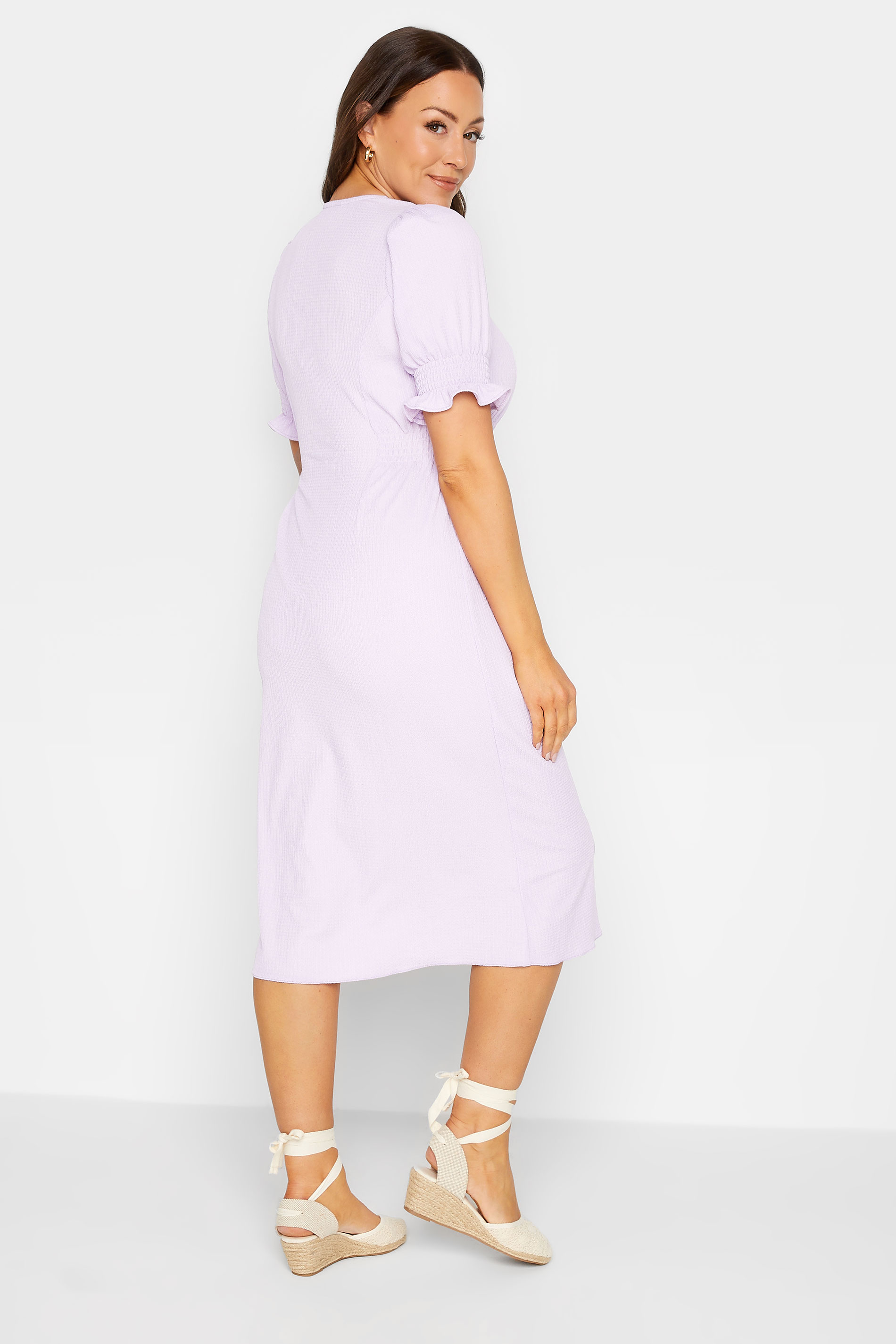 M&Co Purple Textured Button Through Dress | M&Co 3