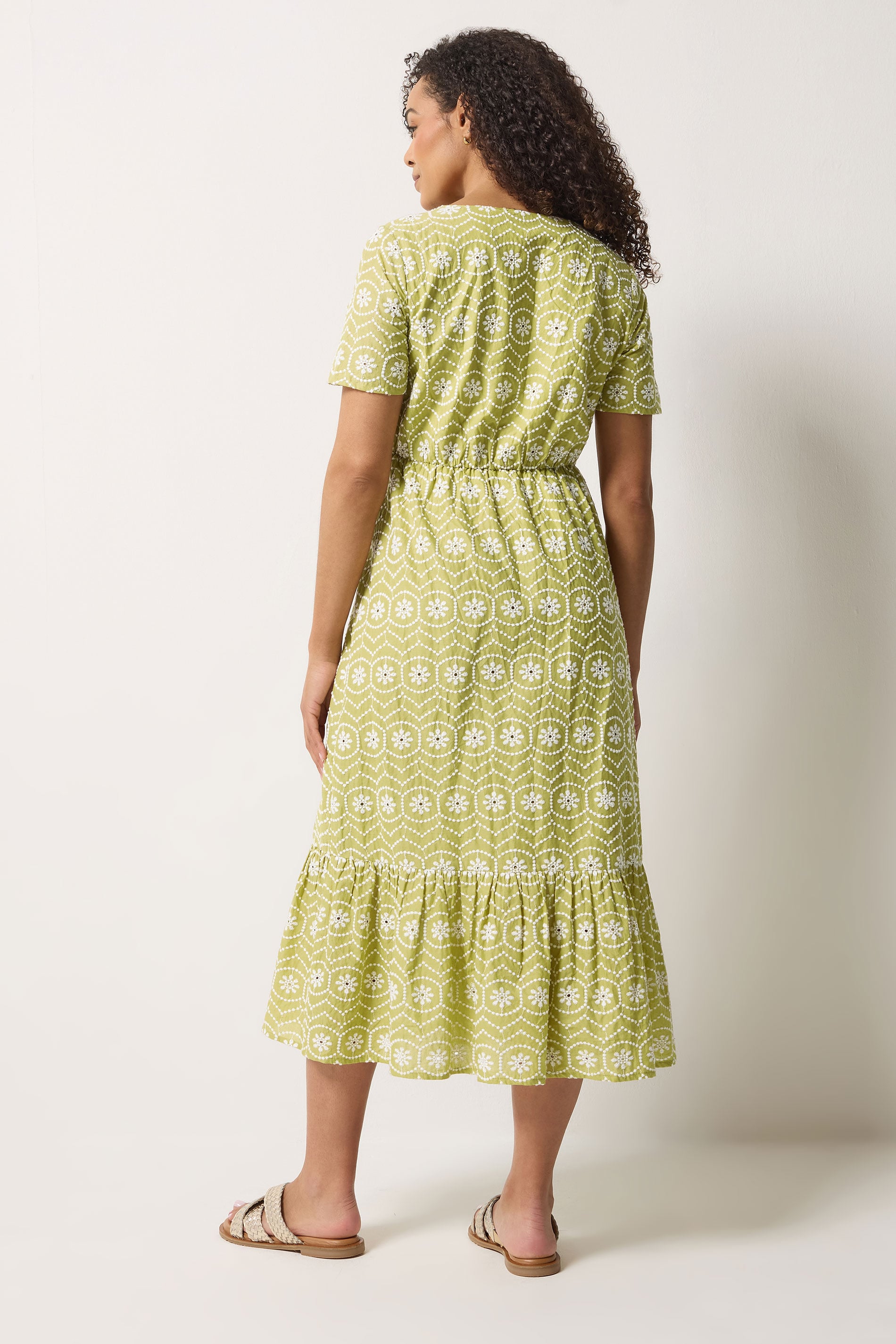 M&Co Light Green Floral Broderie Cotton Maxi Dress | M&Co 5