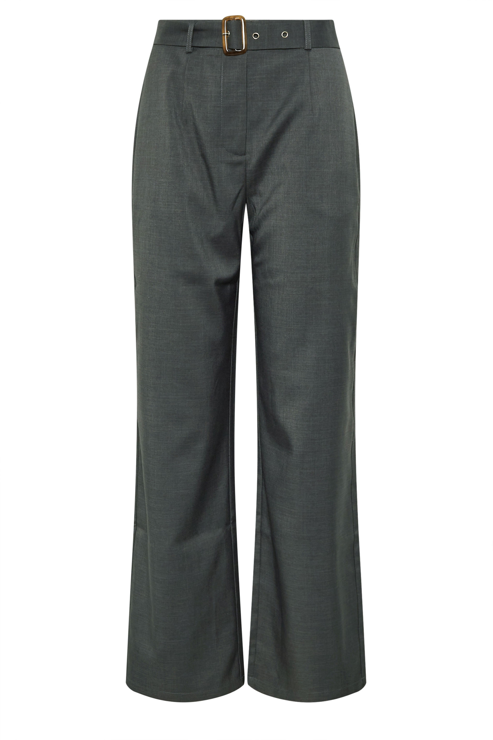 LTS Tall Charcoal Grey Buckle Belt Wide Leg Trousers | Long Tall Sally 6