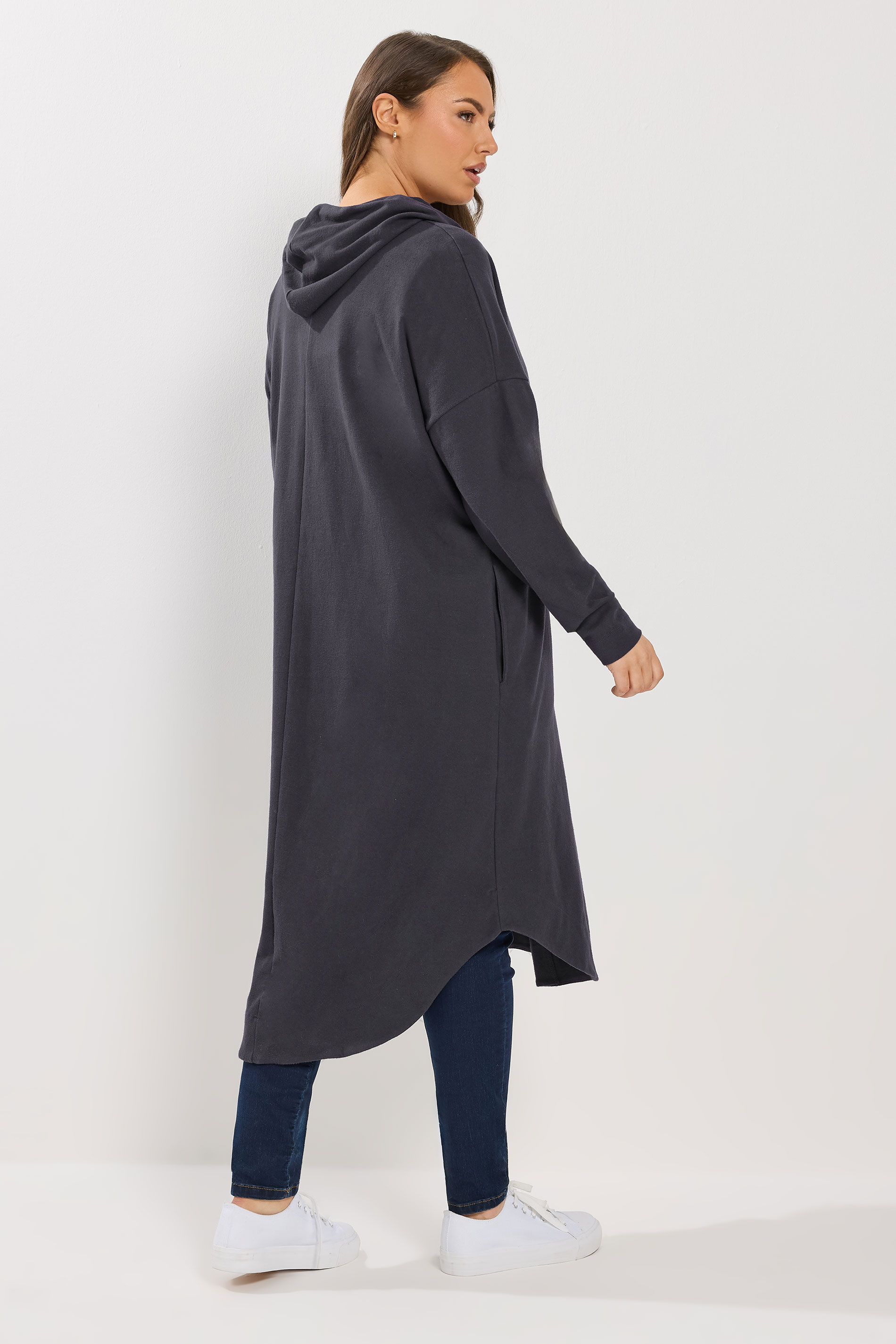 YOURS Plus Size Charcoal Grey Button Through Hooded Jacket | Yours Clothing 2