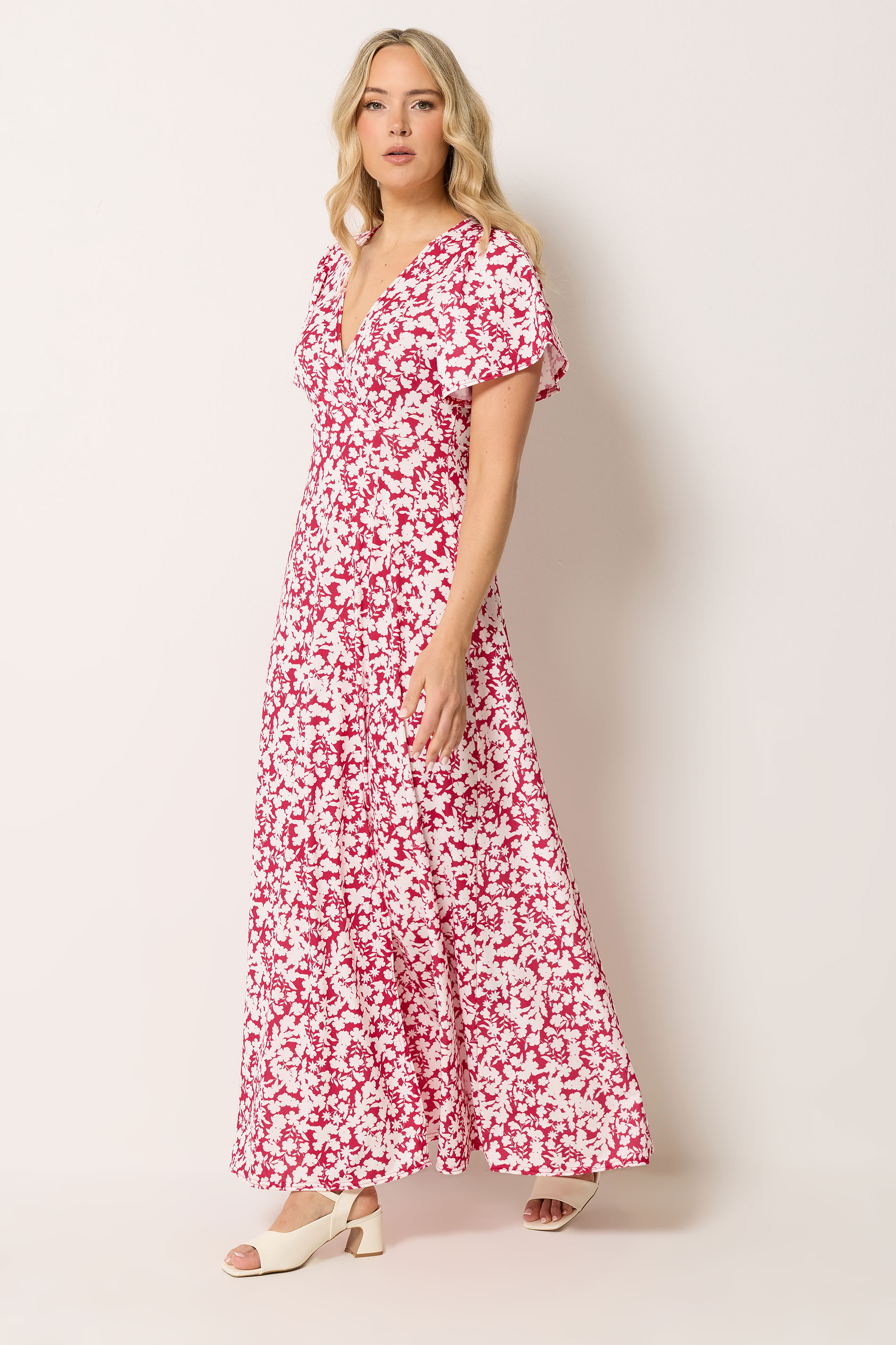 LTS Tall Women's Red Ditsy Floral Wrap Maxi Dress | Long Tall Sally 1