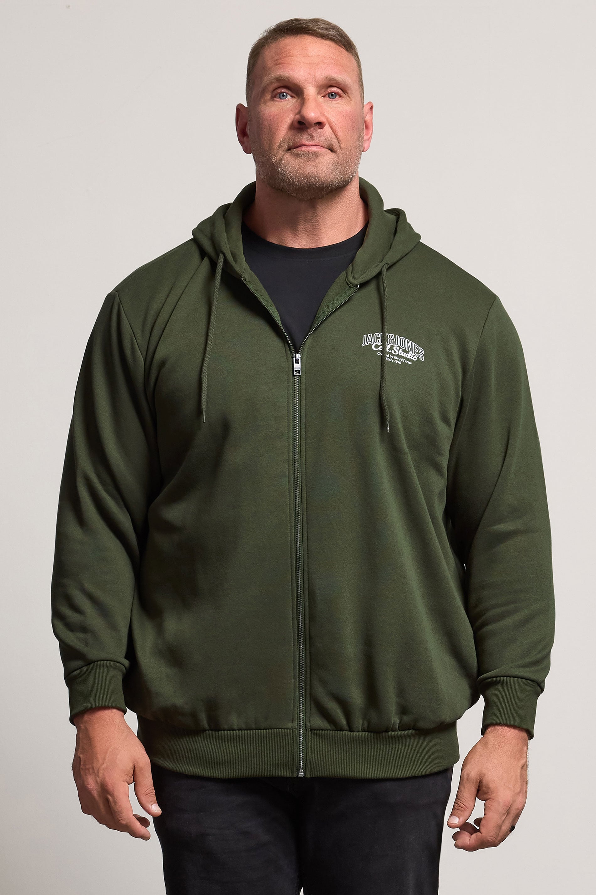 JACK & JONES Big & Tall Duffel Bag Green Zip Through Hoodie | BadRhino 3