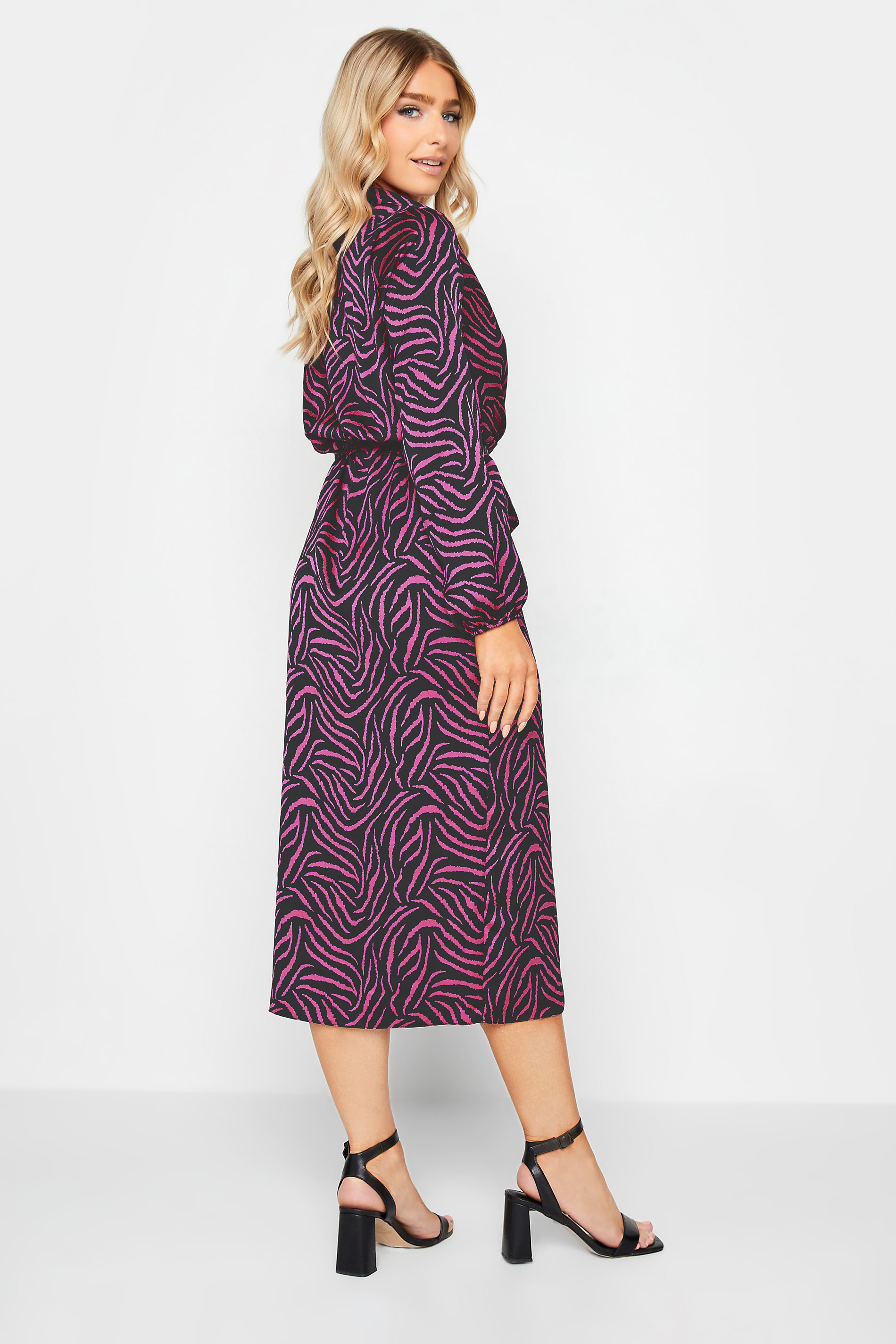 M&Co Black Zebra Print Midi Wrap Dress | M&Co 3
