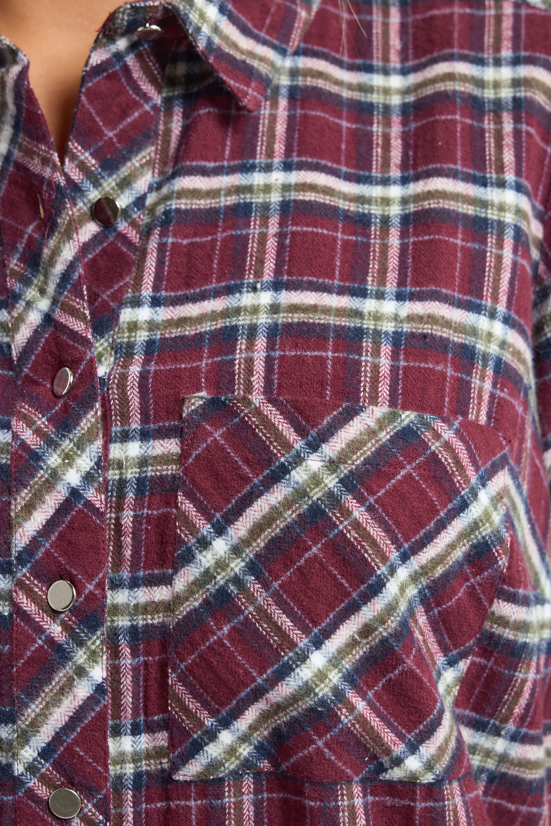 YOURS Plus Size Burgundy Red Check Boyfriend Shirt | Yours Clothing 4