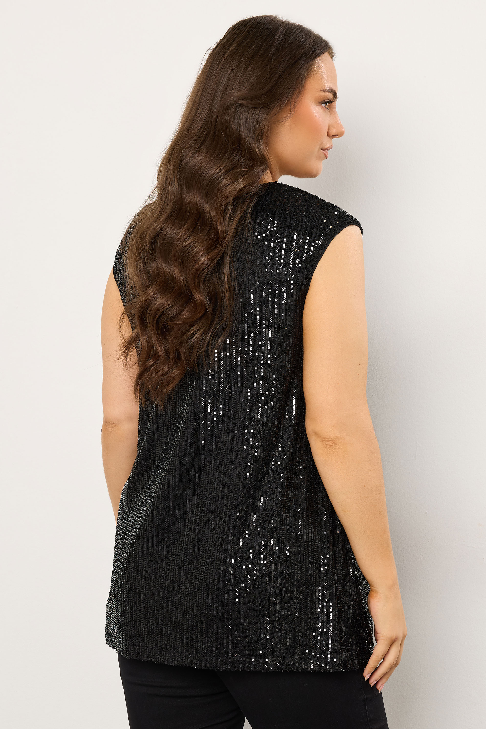 EVANS Plus Size Black Sequin Embellished Vest Top | Evans 4
