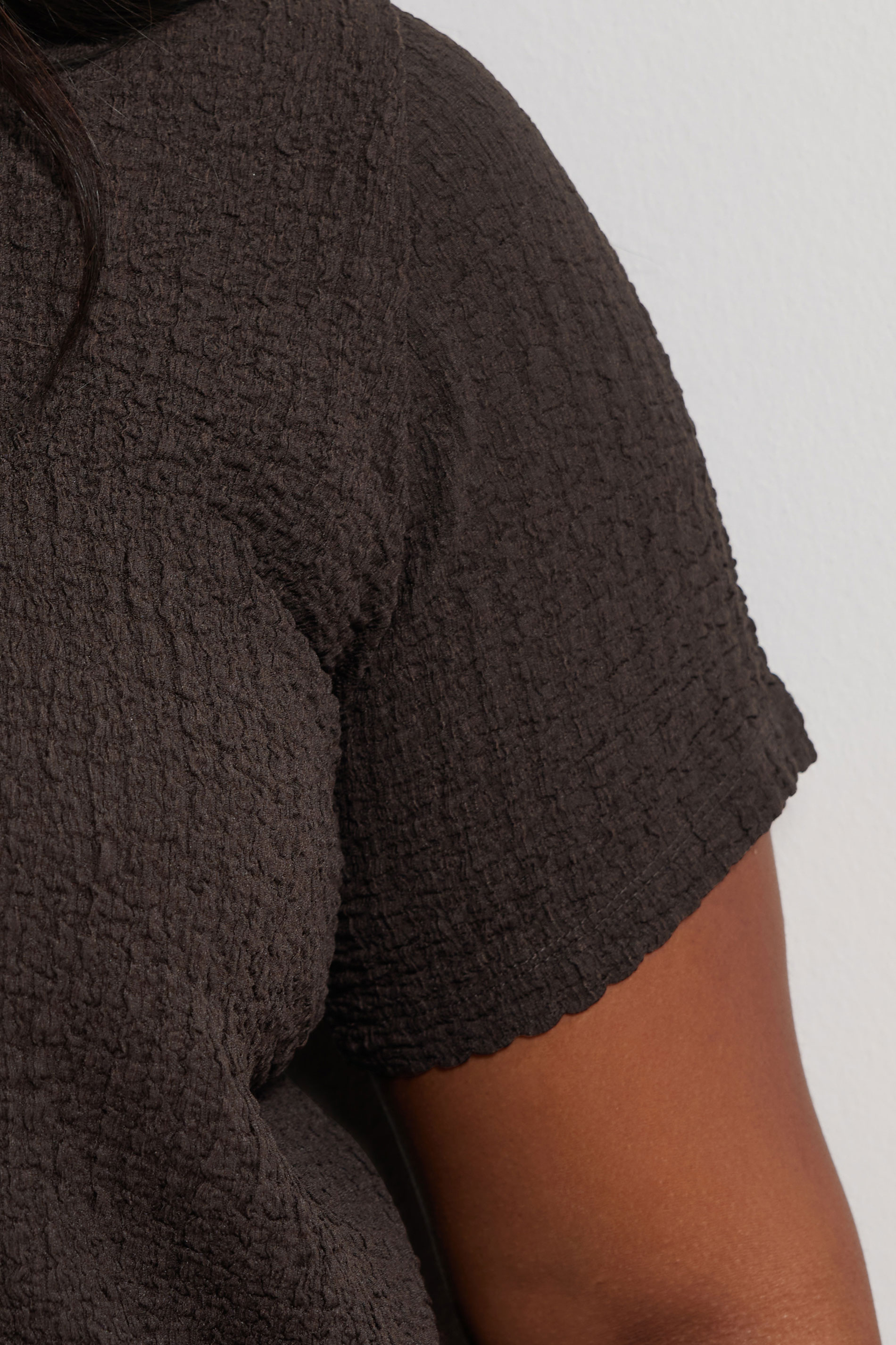 YOURS Plus Size Chocolate Brown Textured Swing Top | Yours Clothing 5