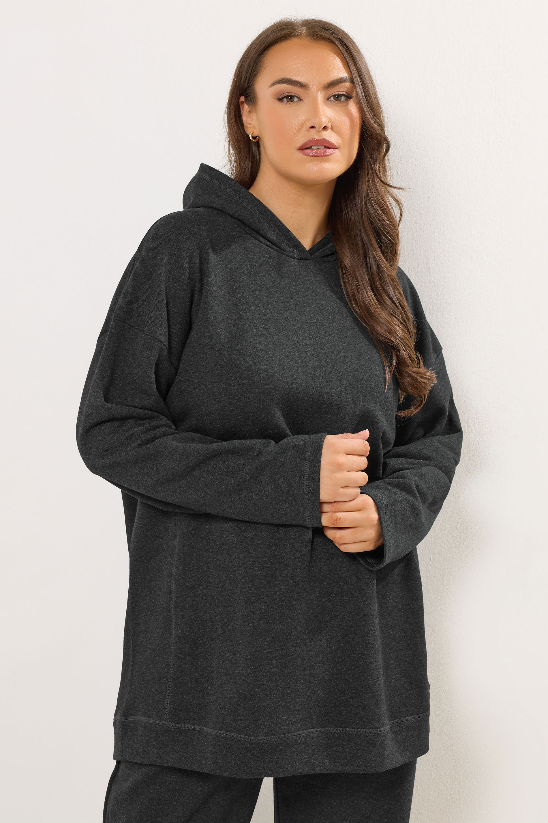 YOURS Plus Size Grey Seam Detail Hoodie | Yours Clothing 3