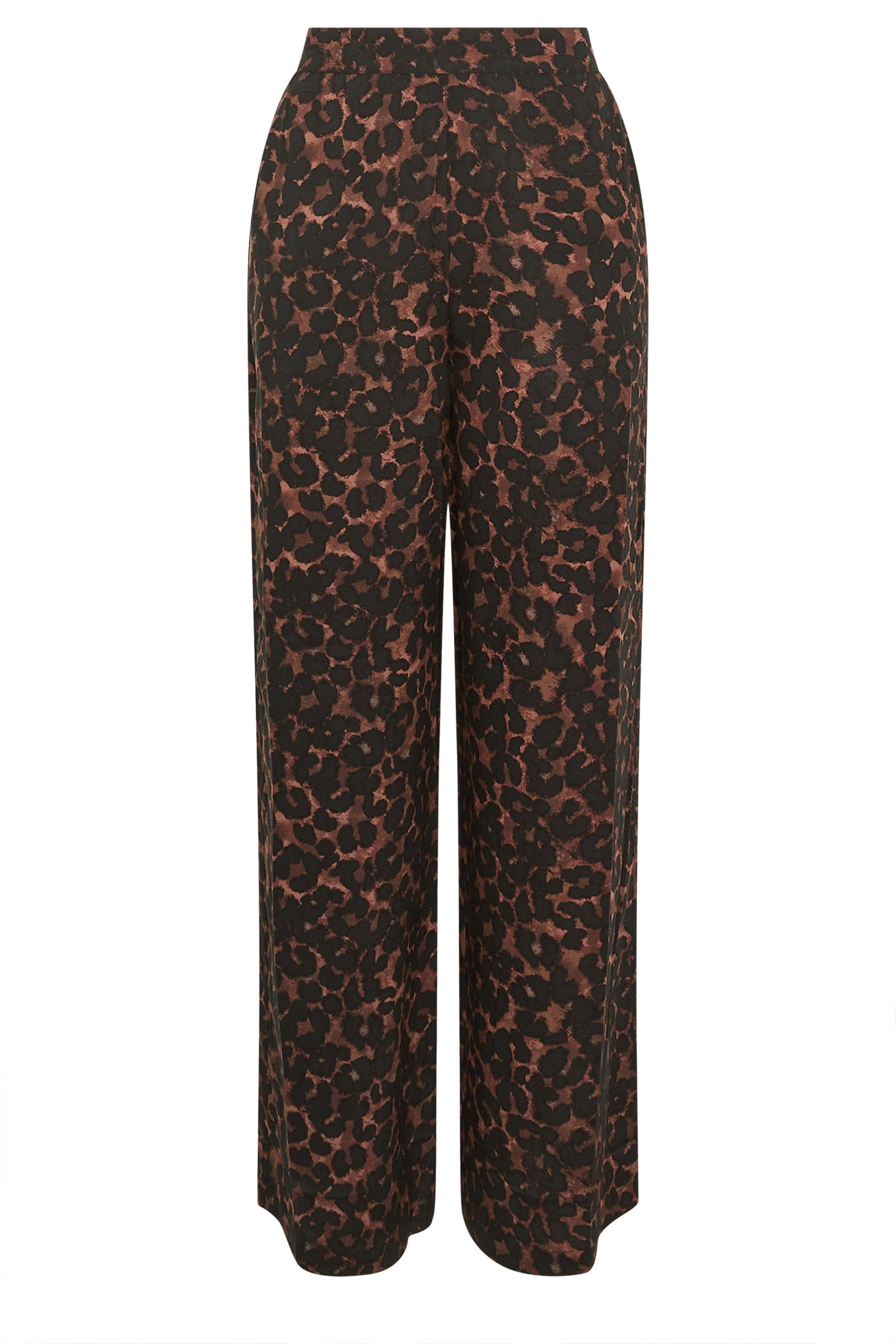 LTS Tall Women's Chocolate Brown Leopard Print Wide Leg Trousers | Long Tall Sally 5