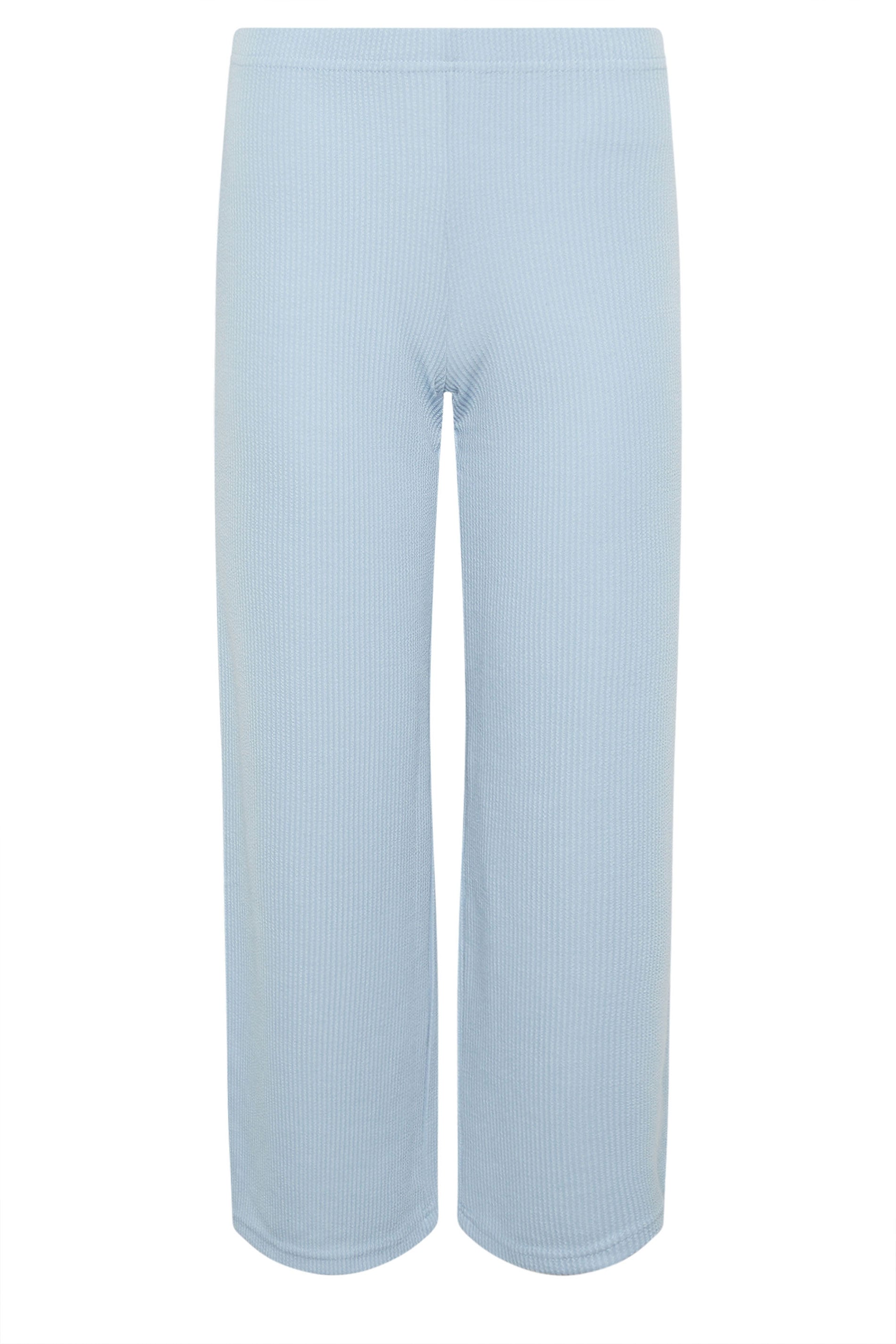 PixieGirl Petite Women's Light Blue Ribbed Wide Leg Trousers | PixieGirl 5