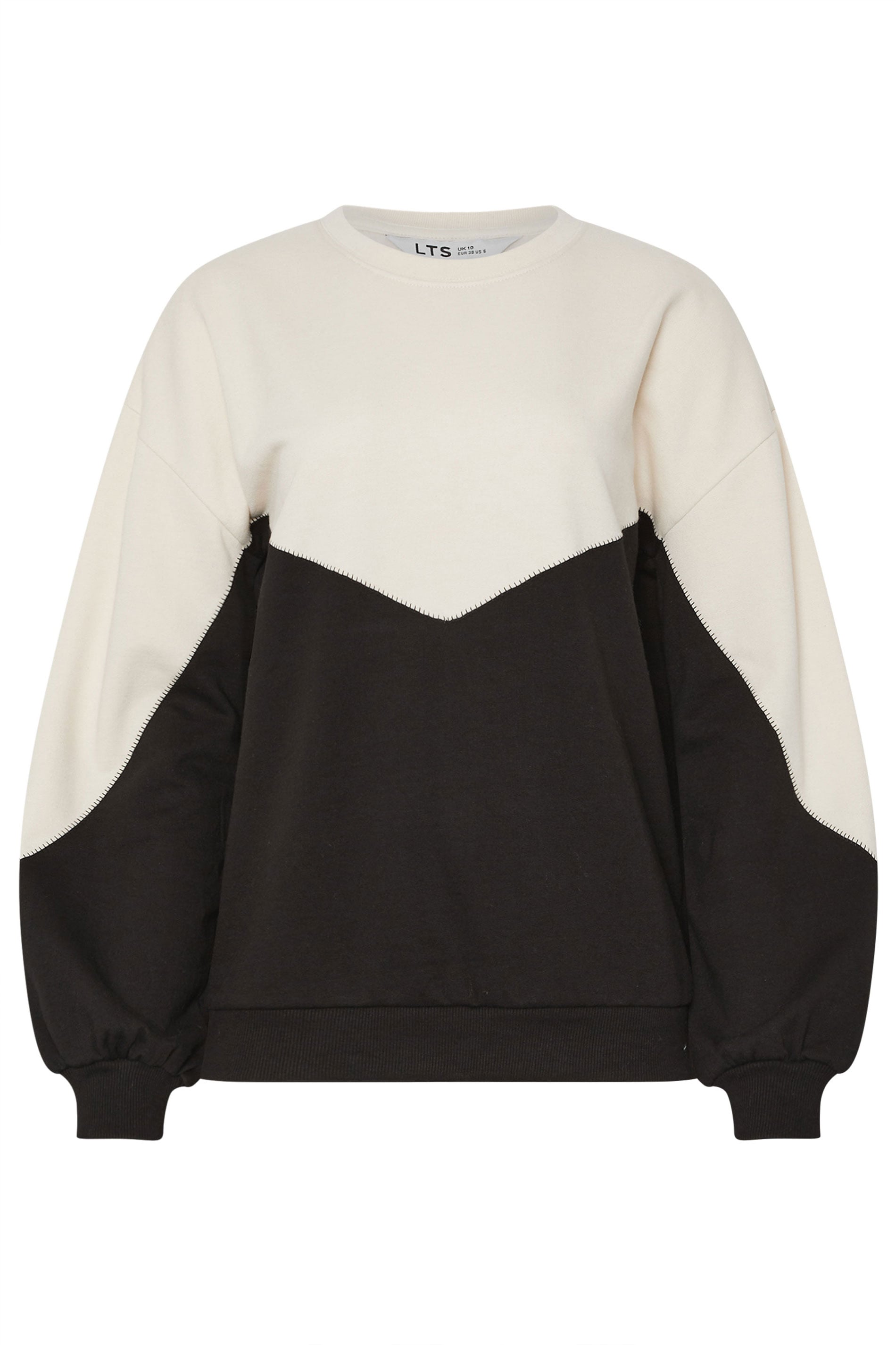 LTS Tall Black Contrast Colour Block Sweatshirt | Long Tall Sally 6